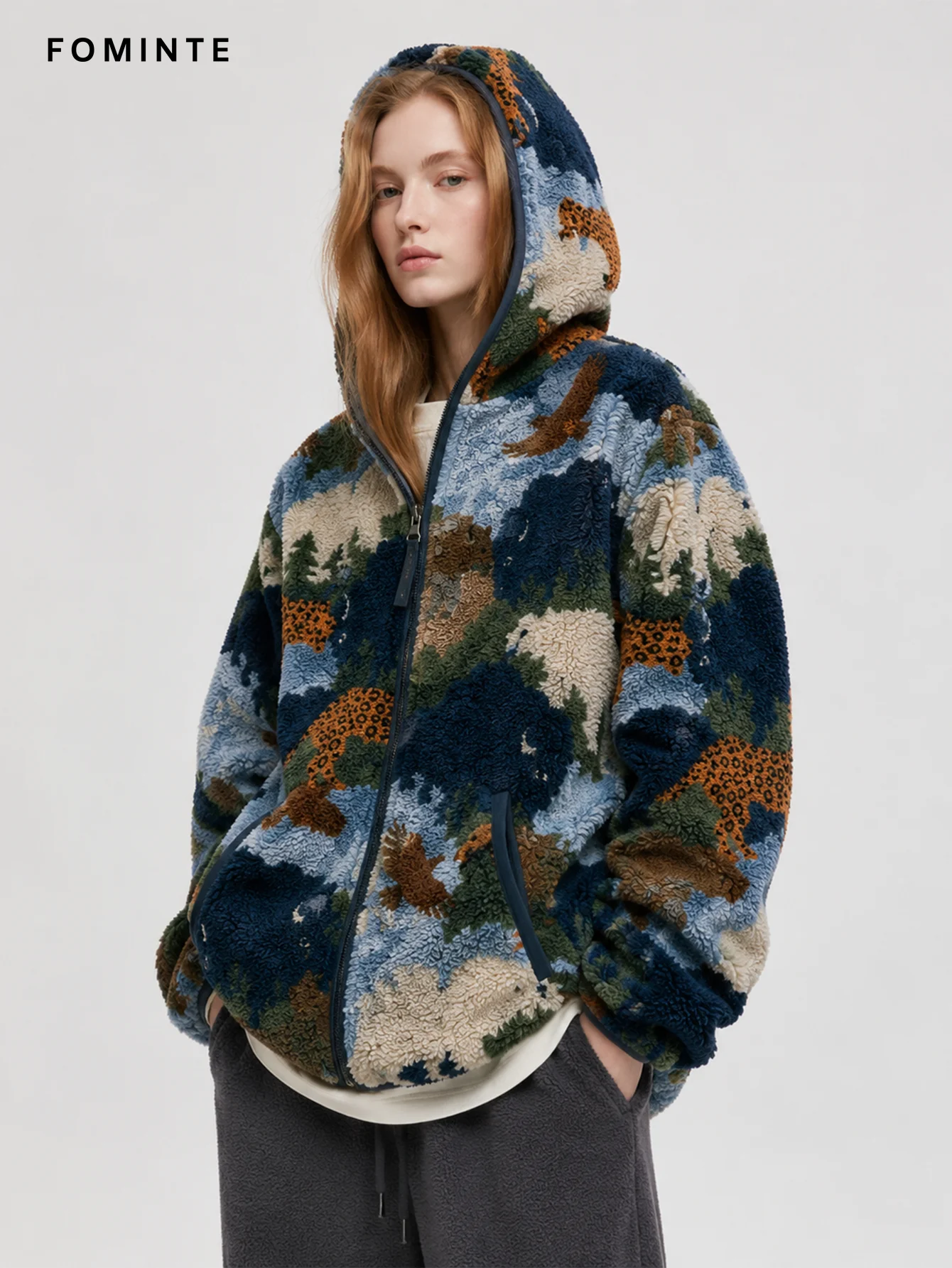 Fleece Hooded Cardigan - All-Over Print Wholesale Custom Sportswear - FM0802000400-5