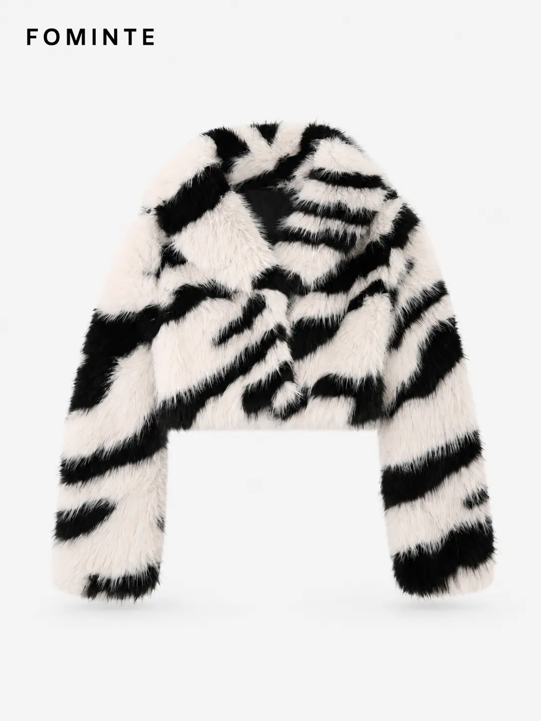 Wholesale Cropped Zebra Print Faux Fur Jacket - FM0202000058
