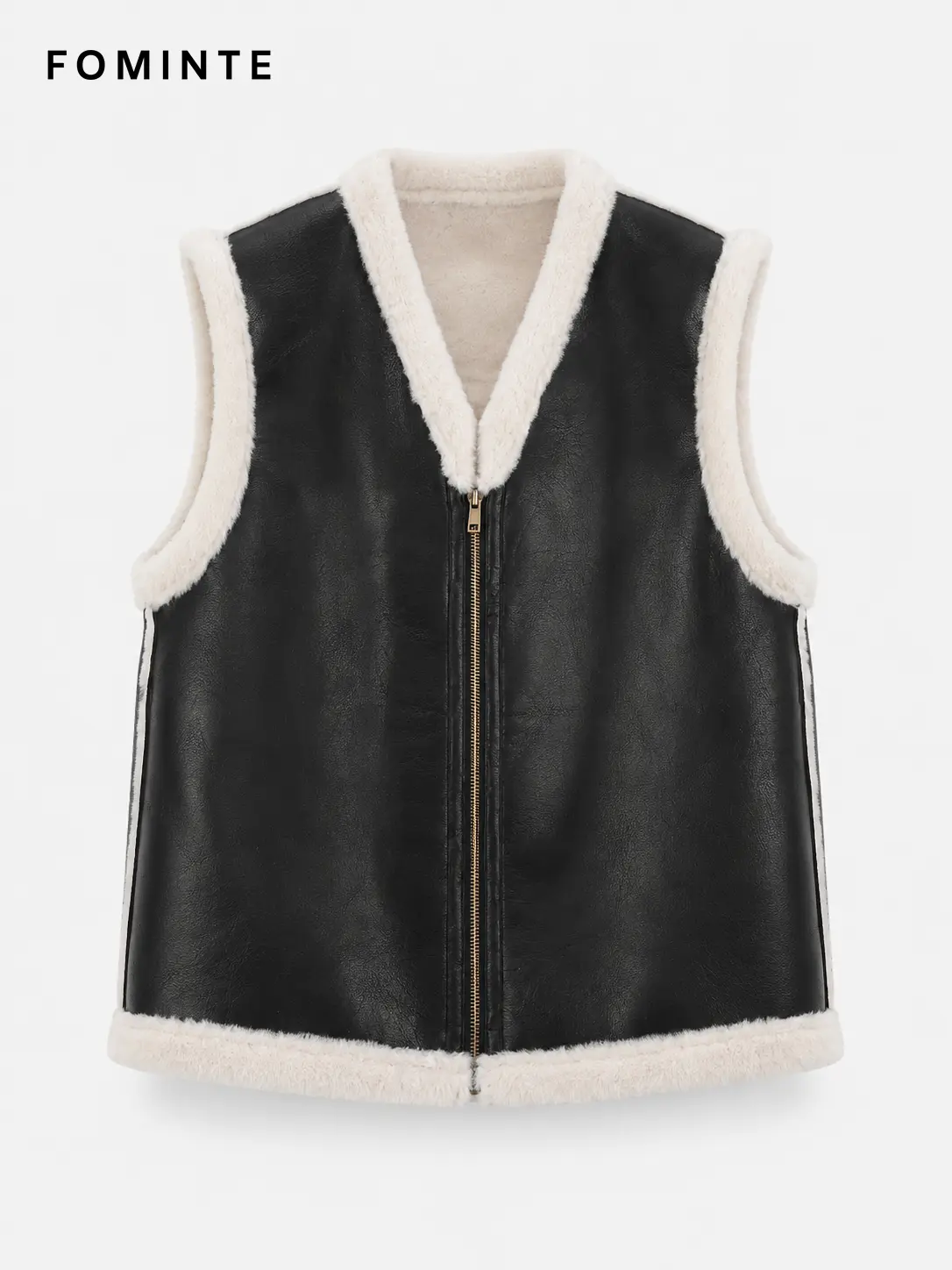 Wholesale Faux Leather Sherpa-Lined Reversible Vest - FM0302000088