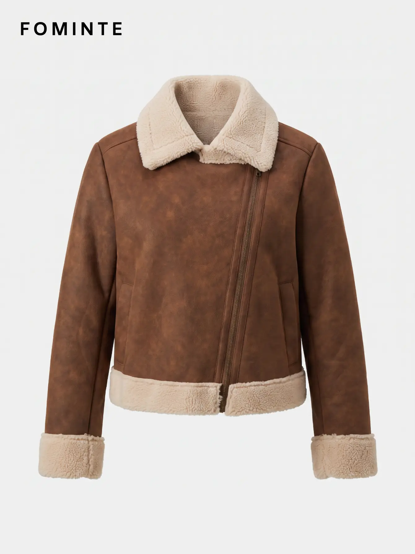 Wholesale Faux Shearling Moto Jacket - FM0302000073