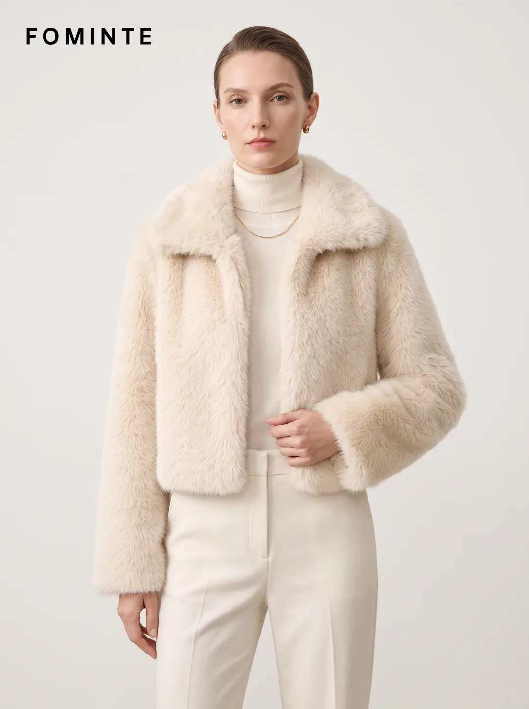White Faux Fur Bomber Jacket Wholesale