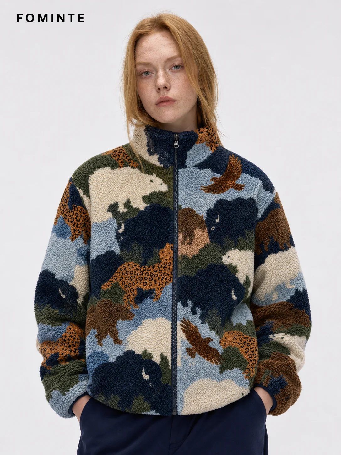 Fleece Stand Collar Cardigan - All-Over Print Wholesale Custom Sportswear - FM0802000400-1