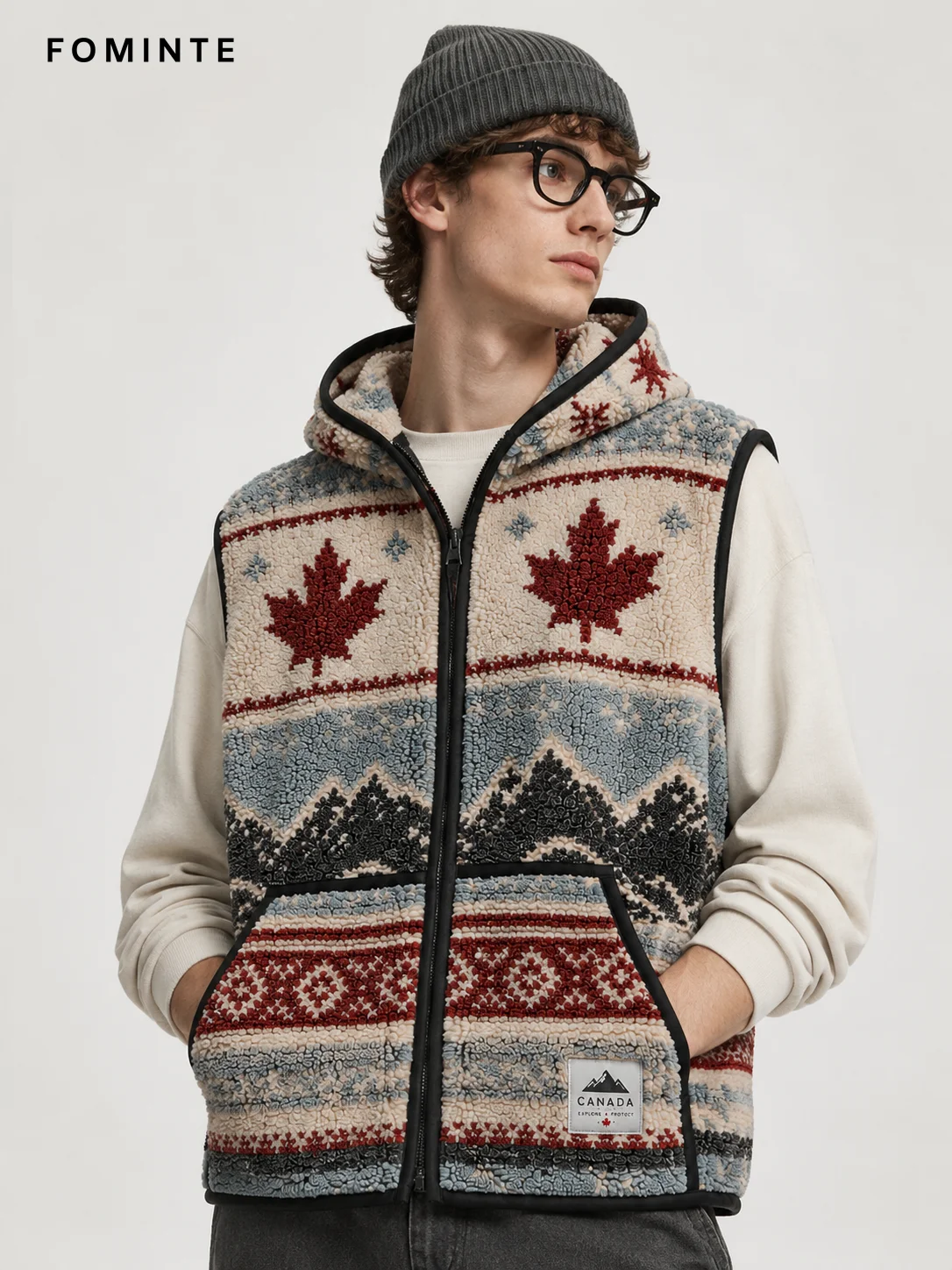 Fleece Hooded Vest - All-Over Print Wholesale Custom Sportswear - FM0802000399