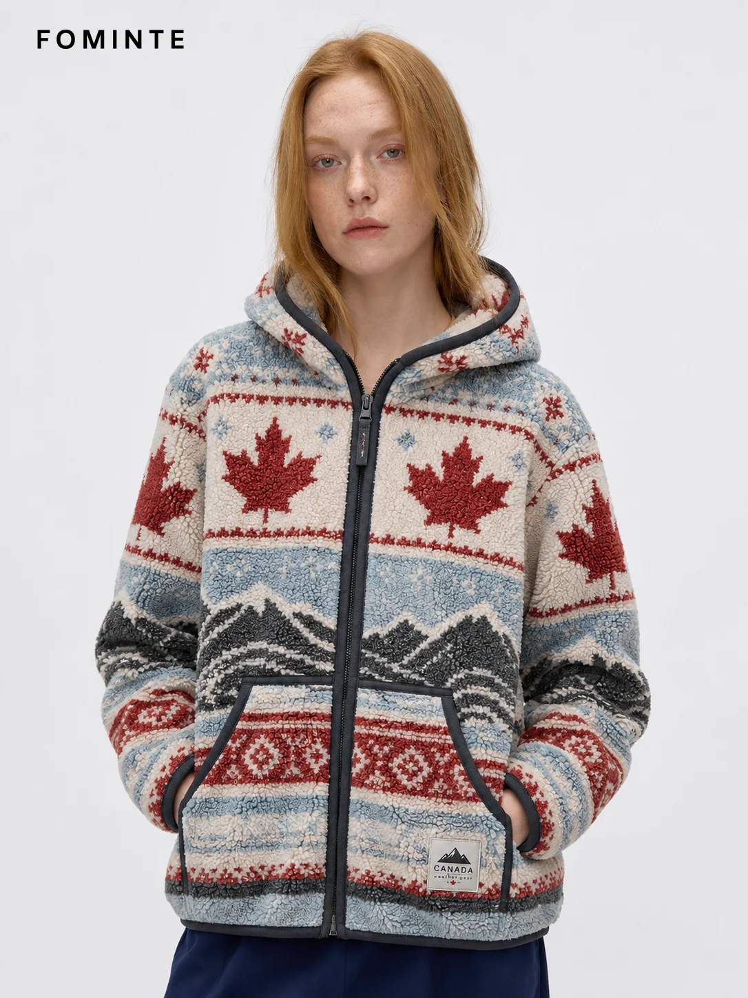 Fleece Hooded Cardigan - All-Over Print Wholesale Custom Sportswear - FM0802000399-1