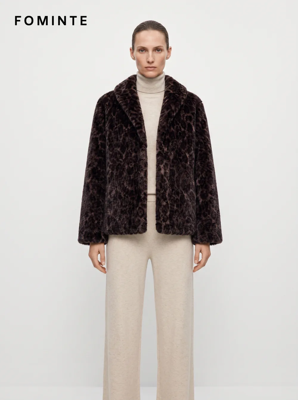 Espresso Mottled Faux Fur Jacket Wholesale