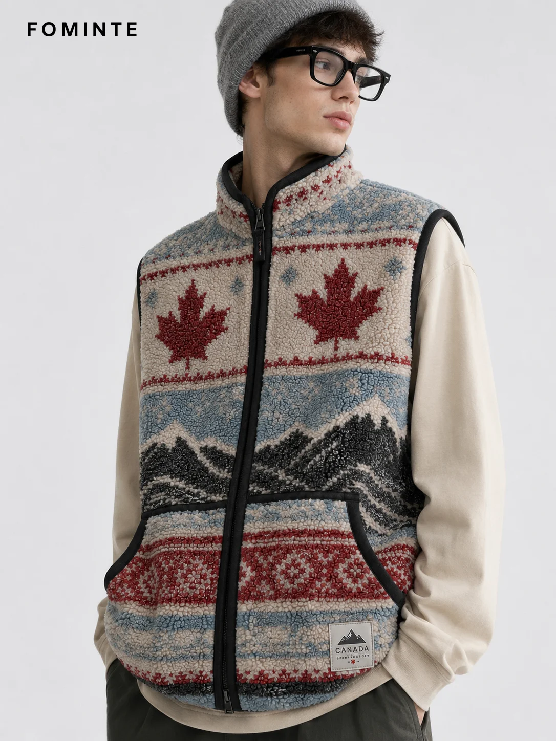 Fleece Stand Collar Vest - All-Over Print Wholesale Custom Sportswear - FM0802000399-3