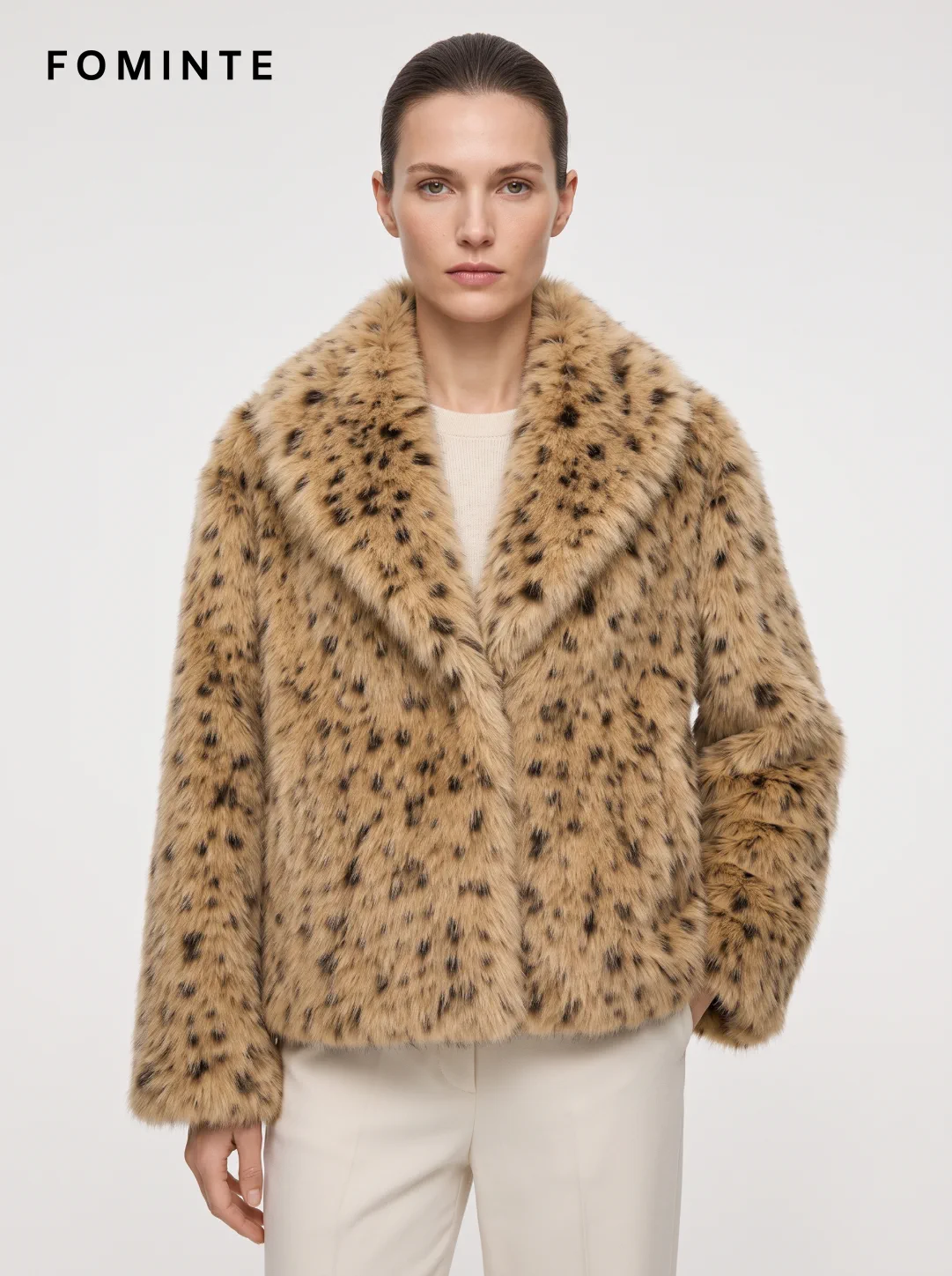 Golden Tan Spotted Faux Fur Jacket Wholesale