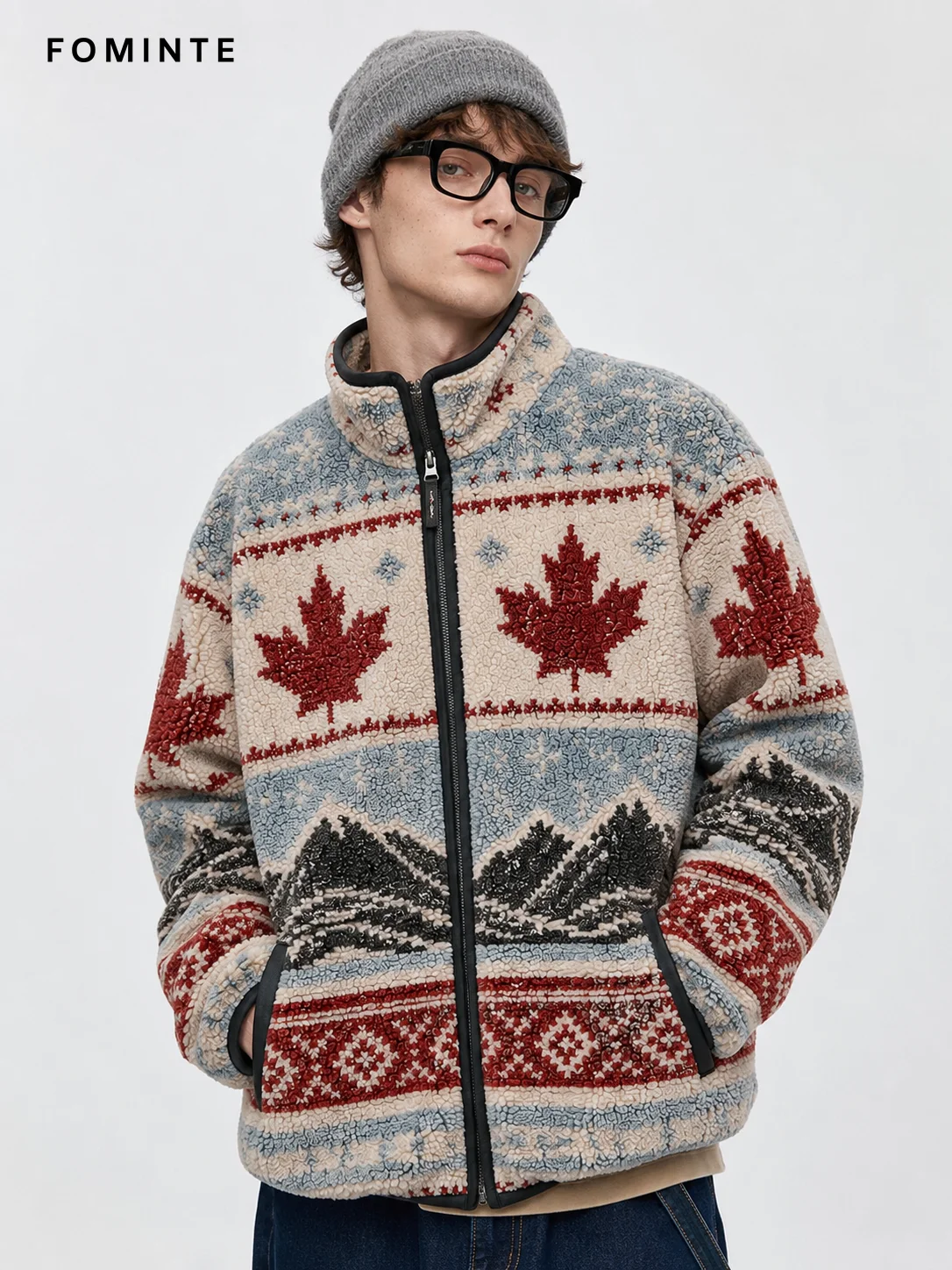 Fleece Stand Collar Cardigan - All-Over Print Wholesale Custom Sportswear - FM0802000399-4