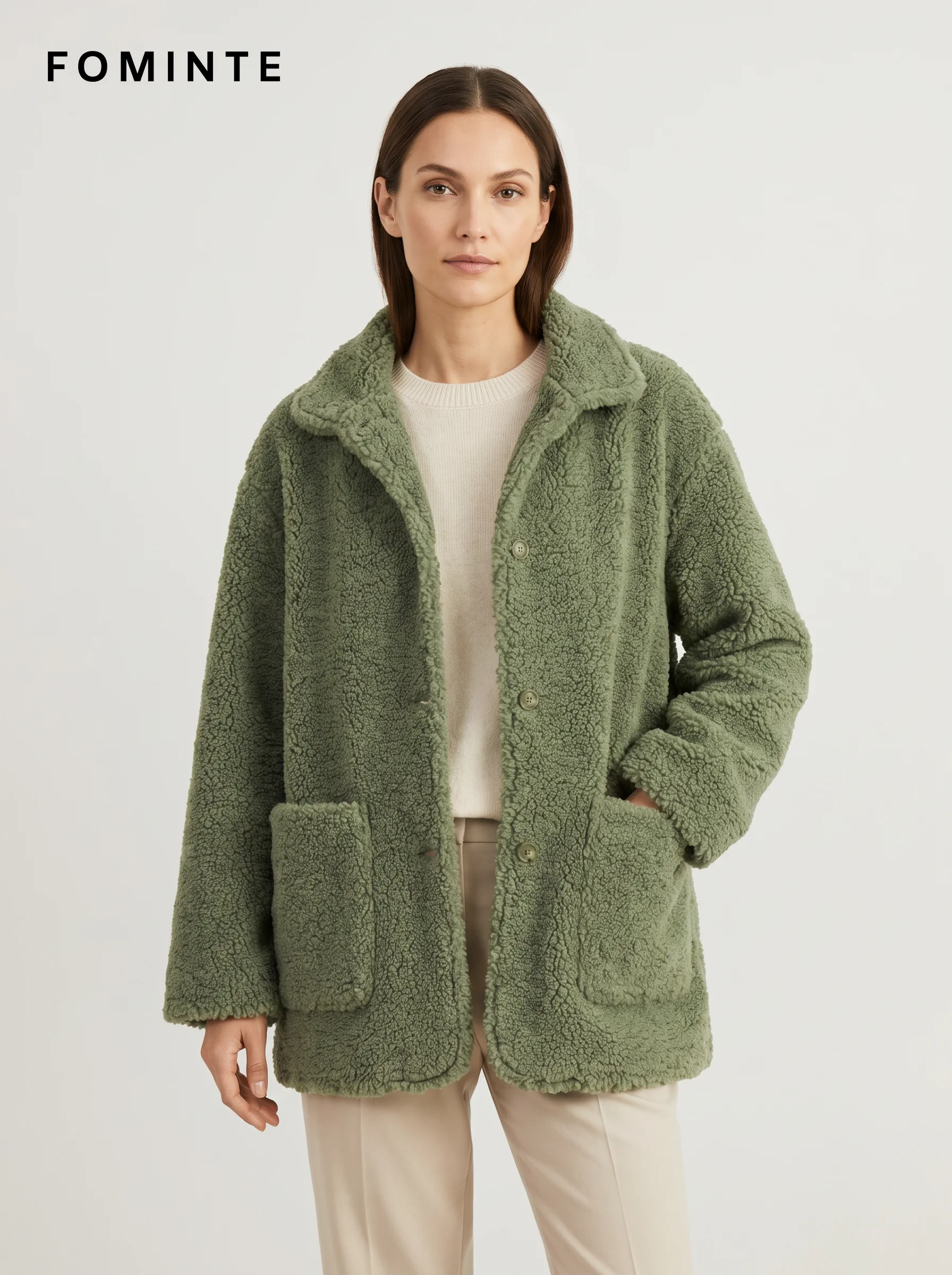 WholesaleFully Lined Sherpa Fleece Car Coat - FM0302000070