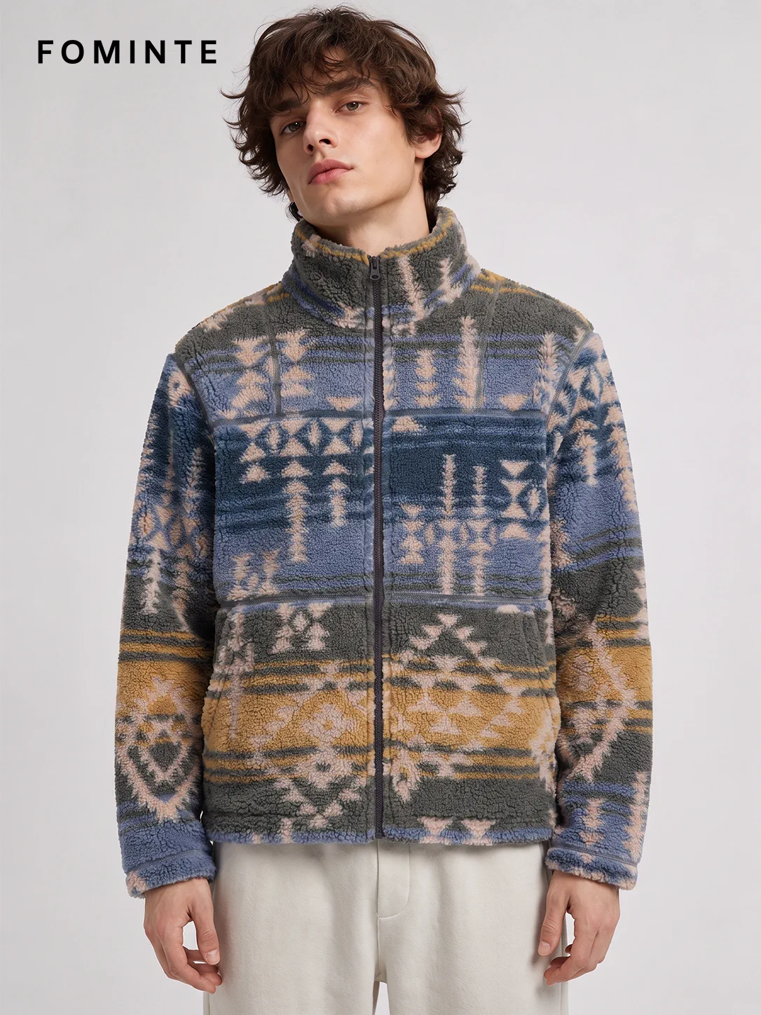 WholesaleAztec Print Sherpa Fleece Jacket - FM0302000083