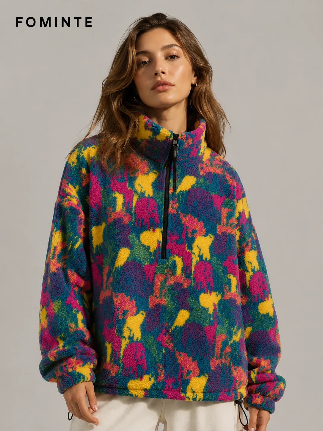 Fleece Half-Zip Pullover - All-Over Print Wholesale Custom Sportswear - FM0801000411