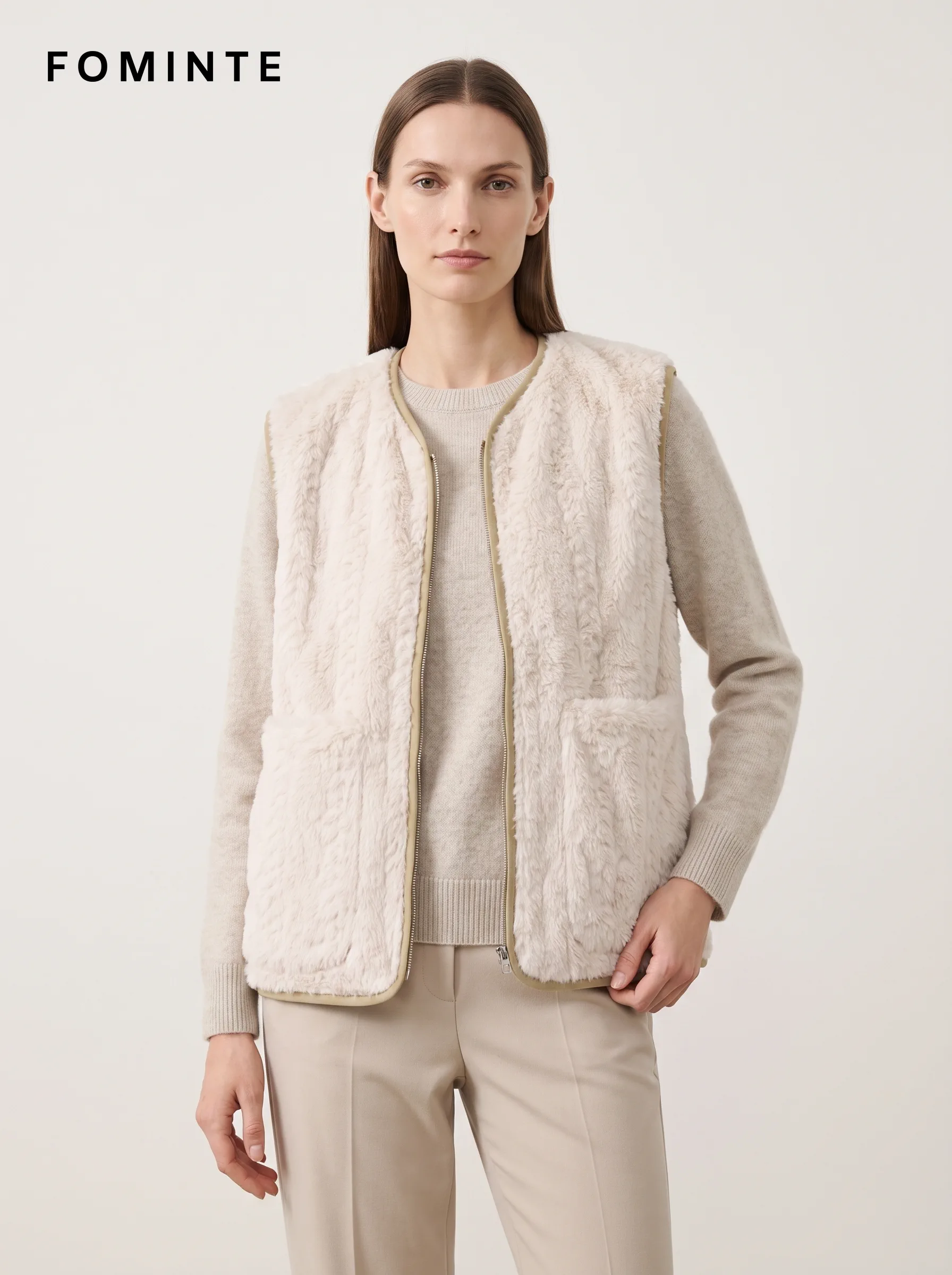 Wholesale Cable Textured Fleece Vest - FM0302000087