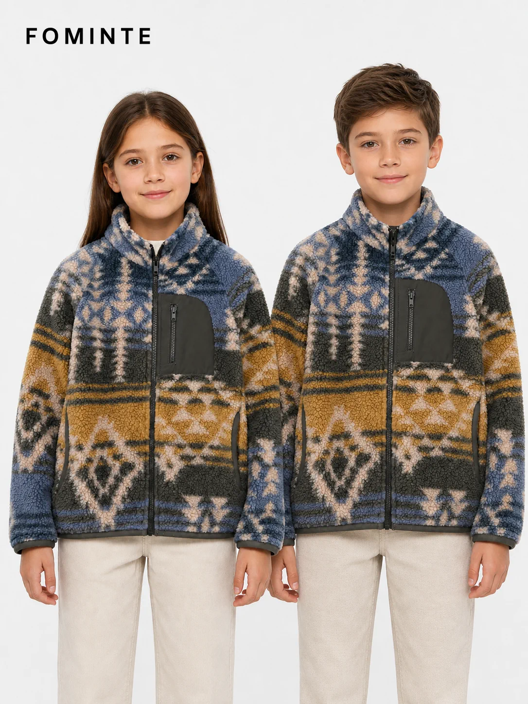 WholesaleAztec Printed Sherpa Fleece Jacket - FM0303000082