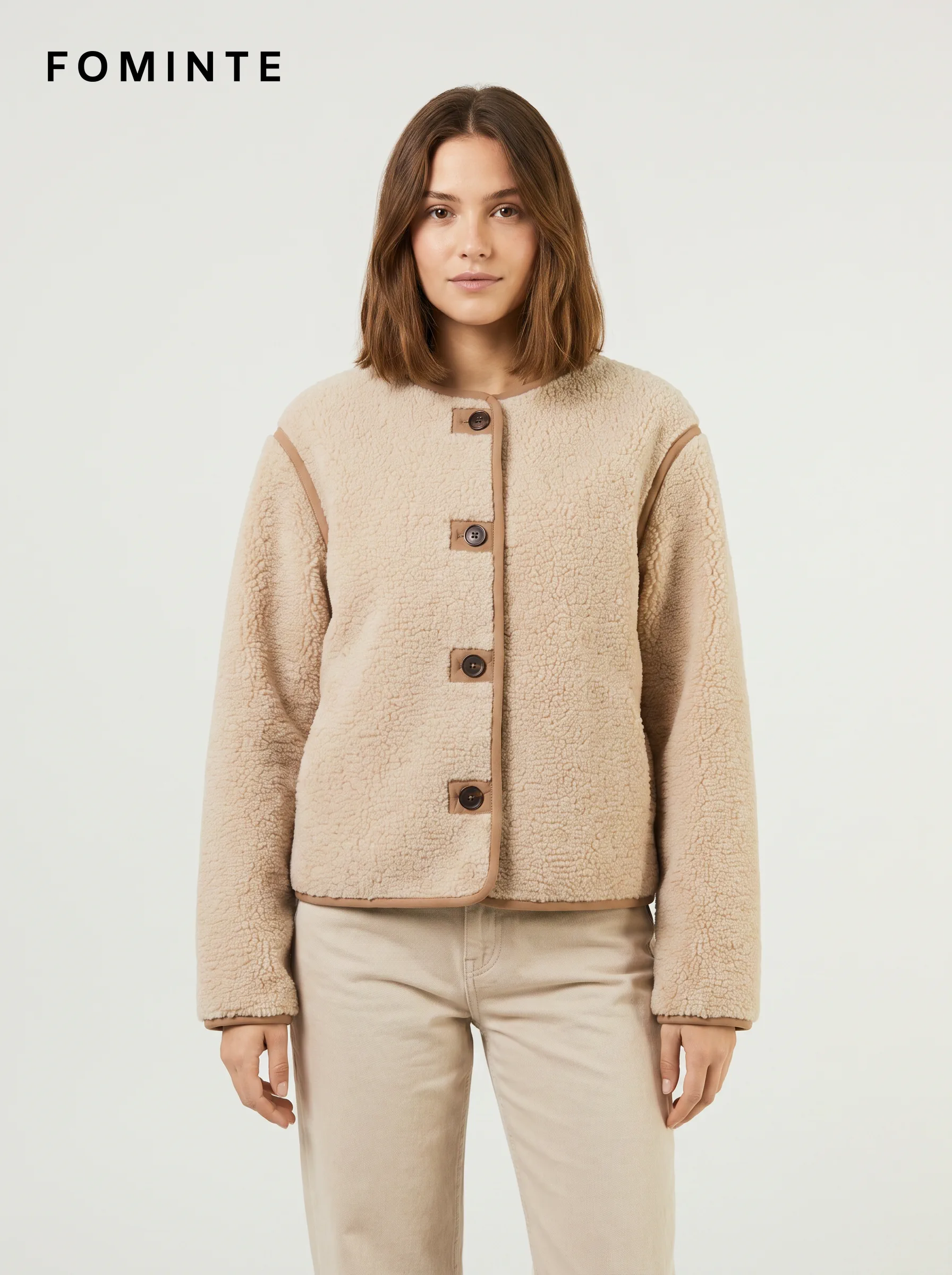 WholesaleHigh-Pile Sherpa Fleece Stand-Collar Jacket - S014100315