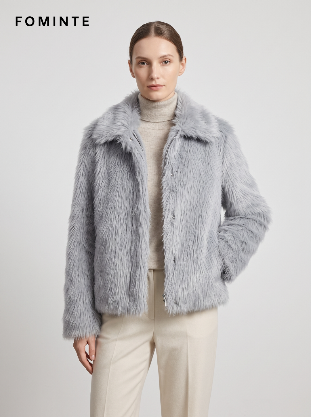 Blue Tonal-Gradient Faux Fur Jacket Wholesale