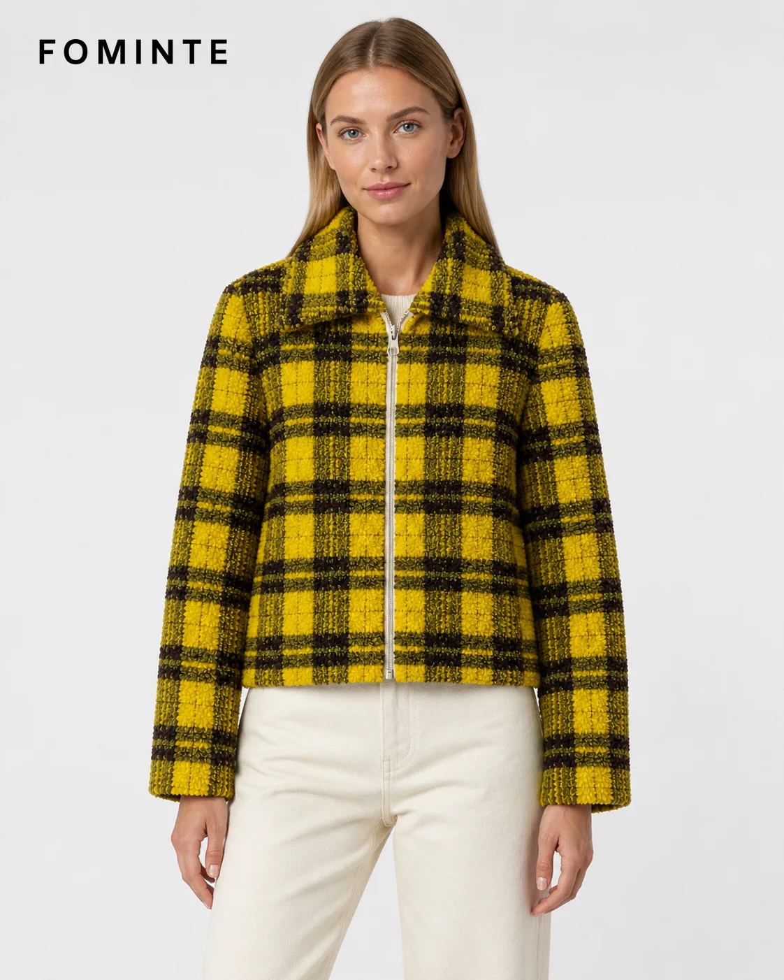 Mustard and Black Plaid Fleece Jacket