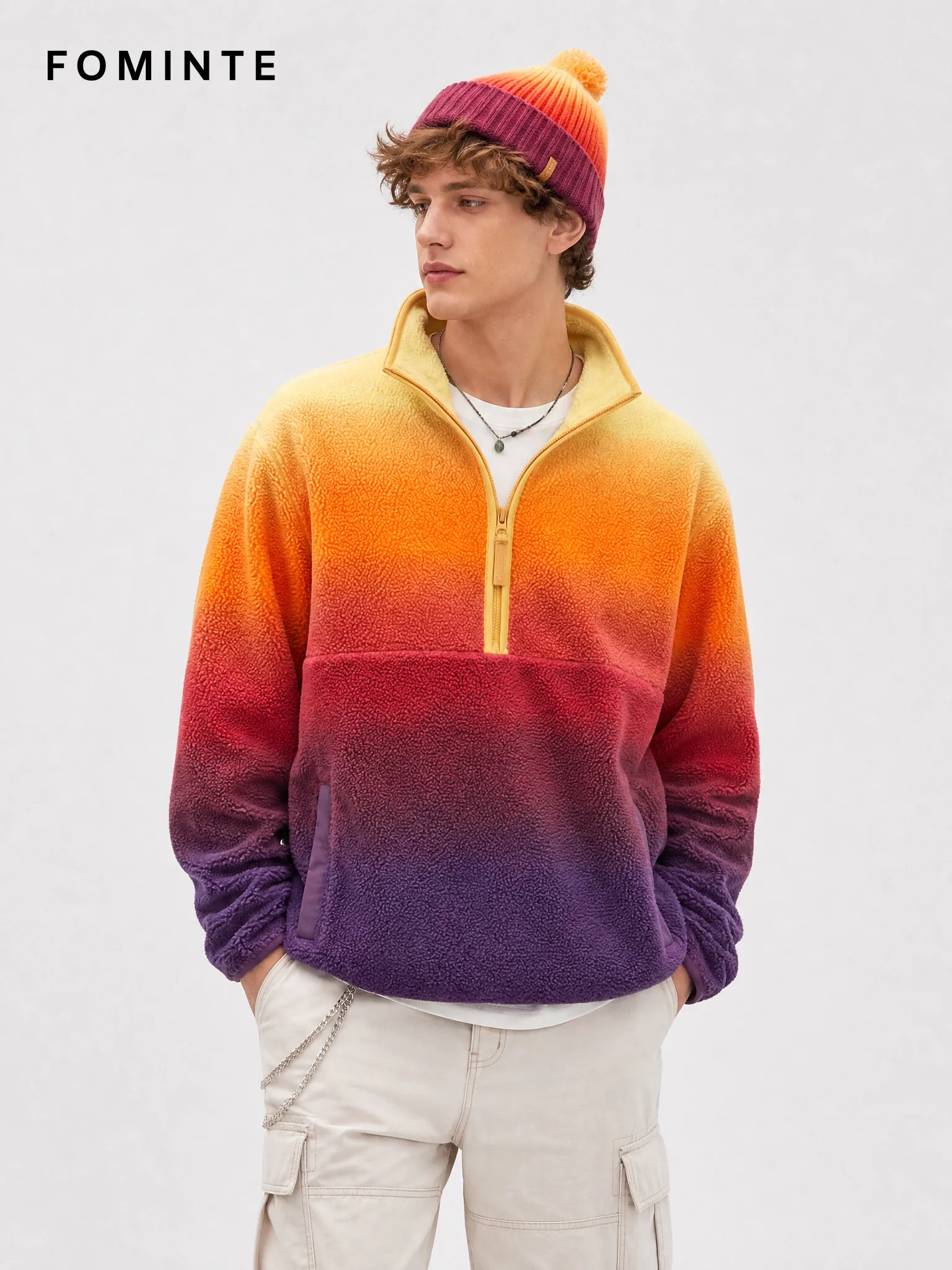 Sunset Gradient Quarter-Zip Fleece Pullover
