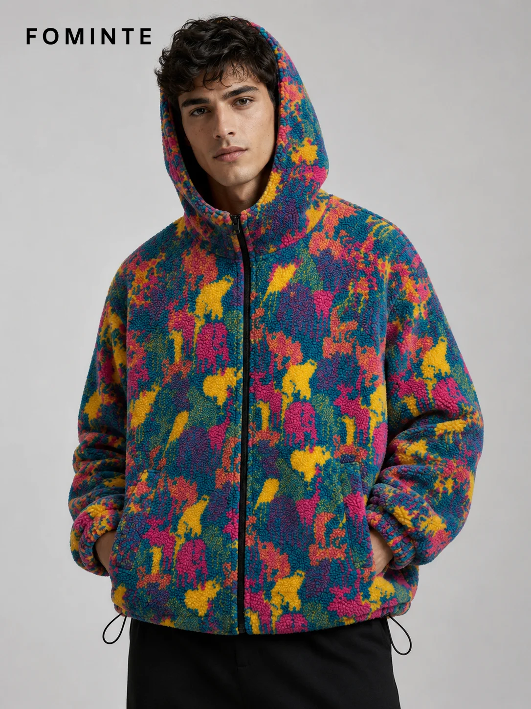 Fleece Hooded Cardigan - All-Over Print Wholesale Custom Sportswear - FM0801000411-1