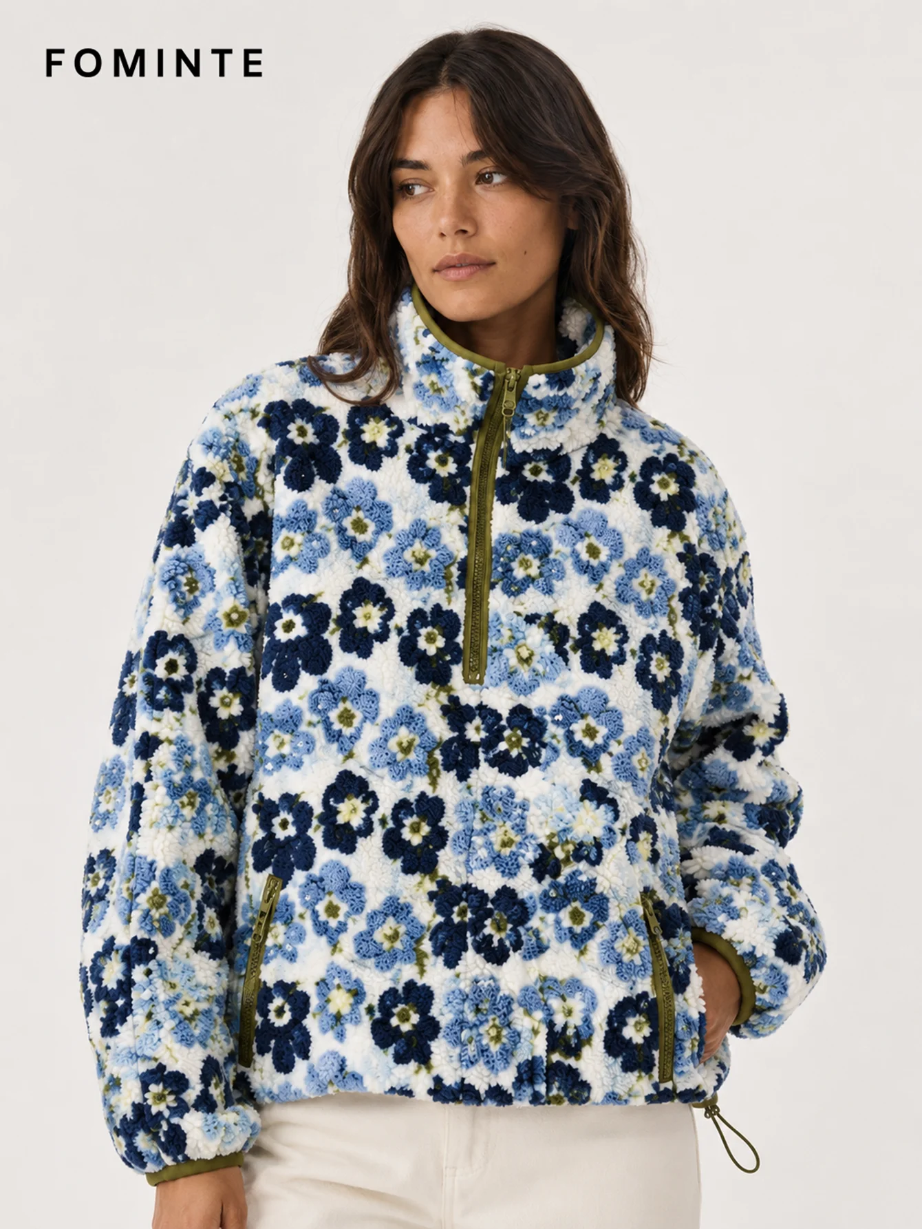 Fleece Half-Zip Stand Collar Pullover - All-Over Print Wholesale Custom Sportswear - FM0801000413-4