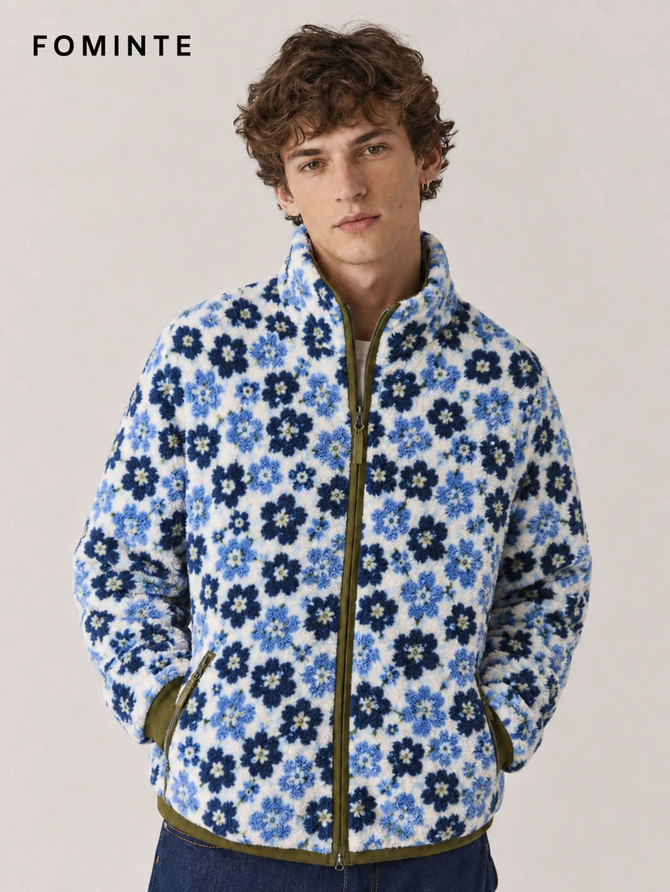 Fleece High Collar Full-Zip Jacket - All-Over Print Wholesale Custom Sportswear - FM0801000412-3