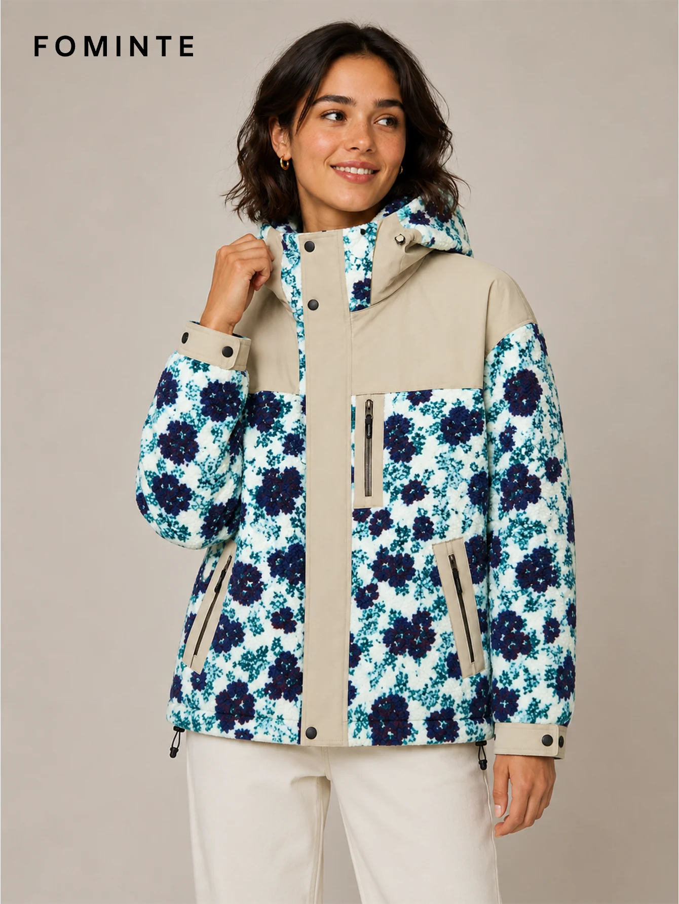 Fleece Outdoor Spliced Windbreaker - All-Over Print Wholesale Custom Sportswear - FM0801000413-5