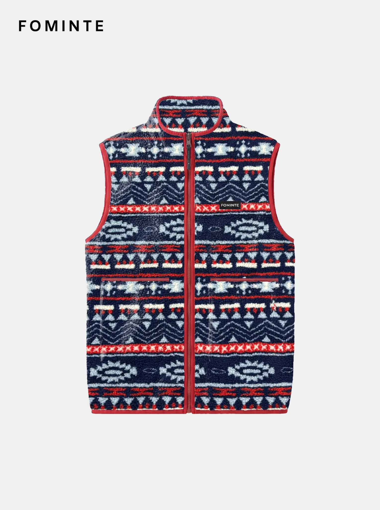 Pine Green and Cream Retro Harlequin Geometric Fleece Vest