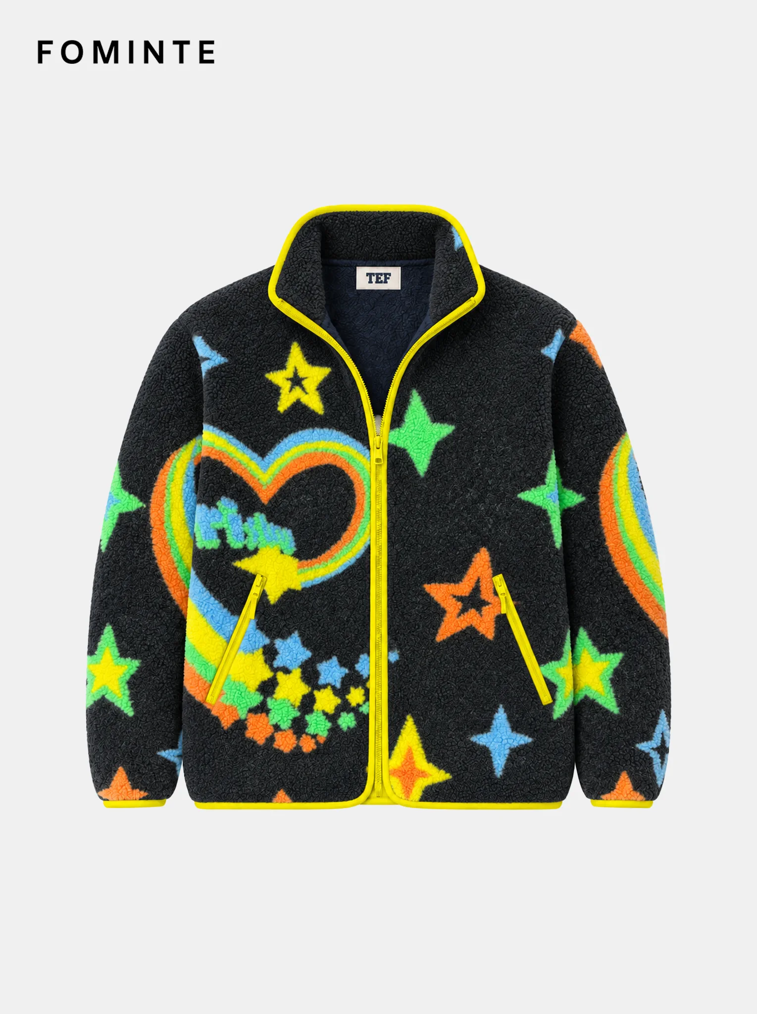 Modern Prismatic Polygon Colorblock Sherpa Fleece Jacket