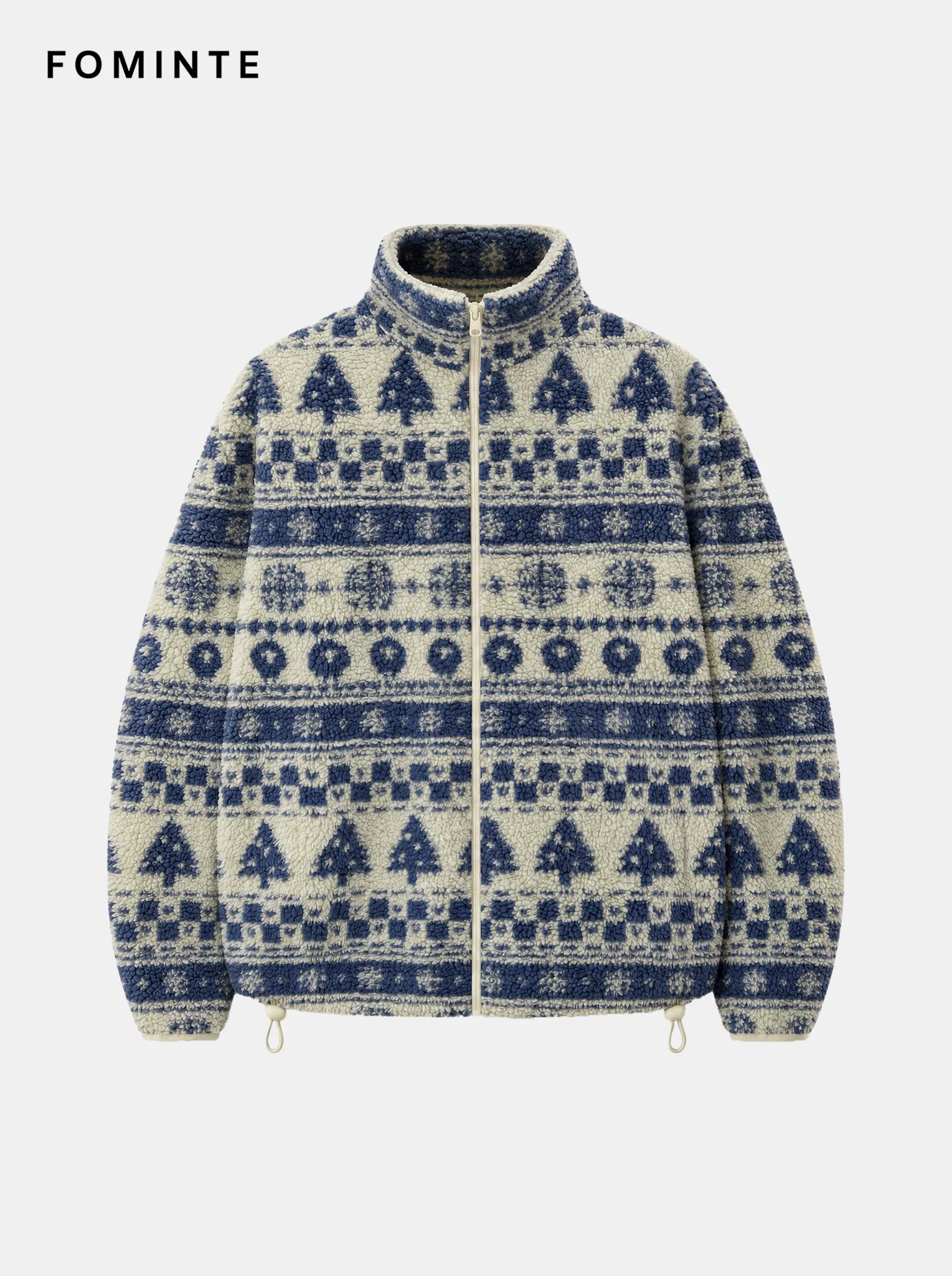Men's Deep Navy Linear Colorblock Hooded Winter Fleece Jacket