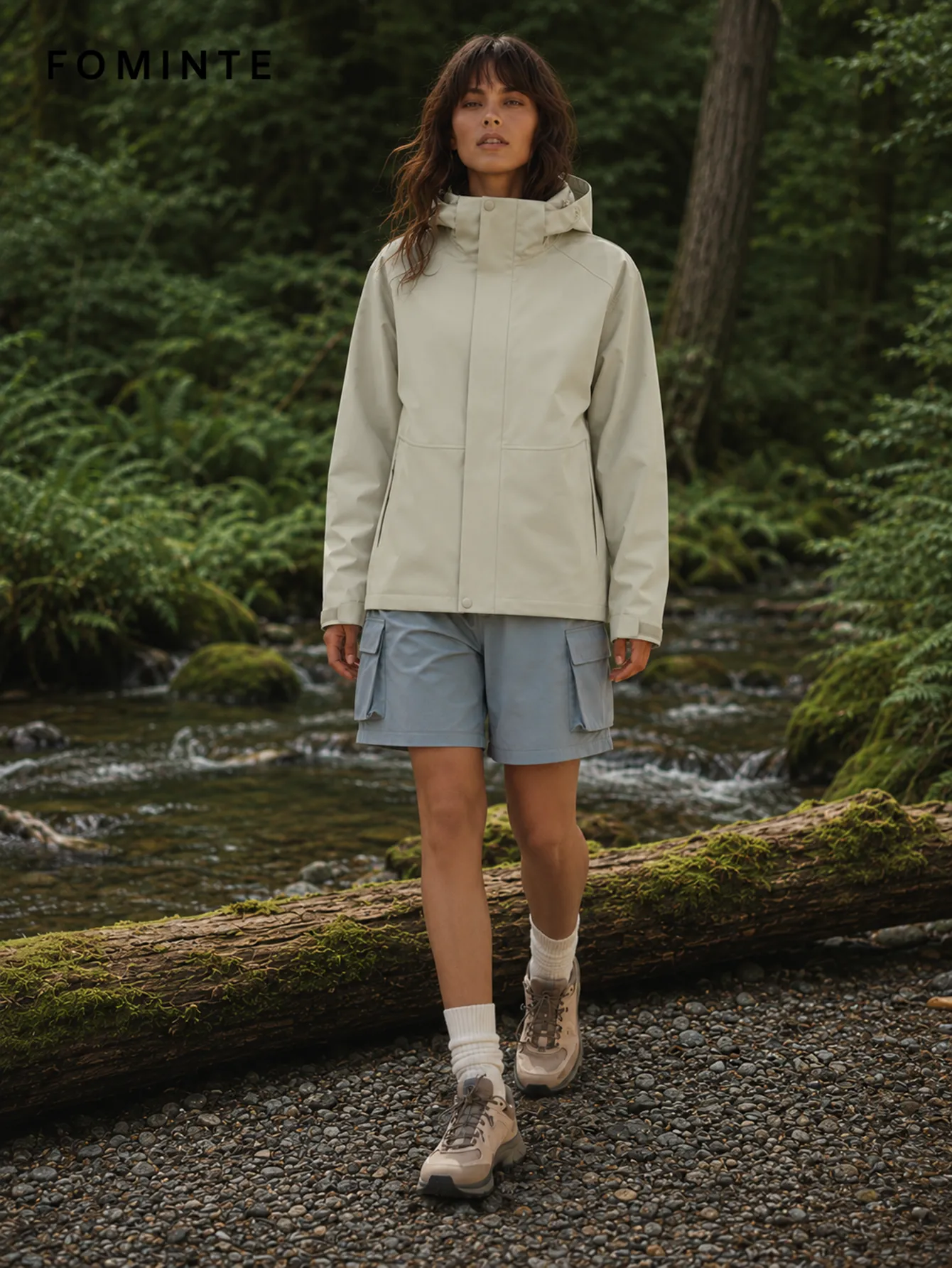 Ivory Hooded Windbreaker Jacket FM0801000419