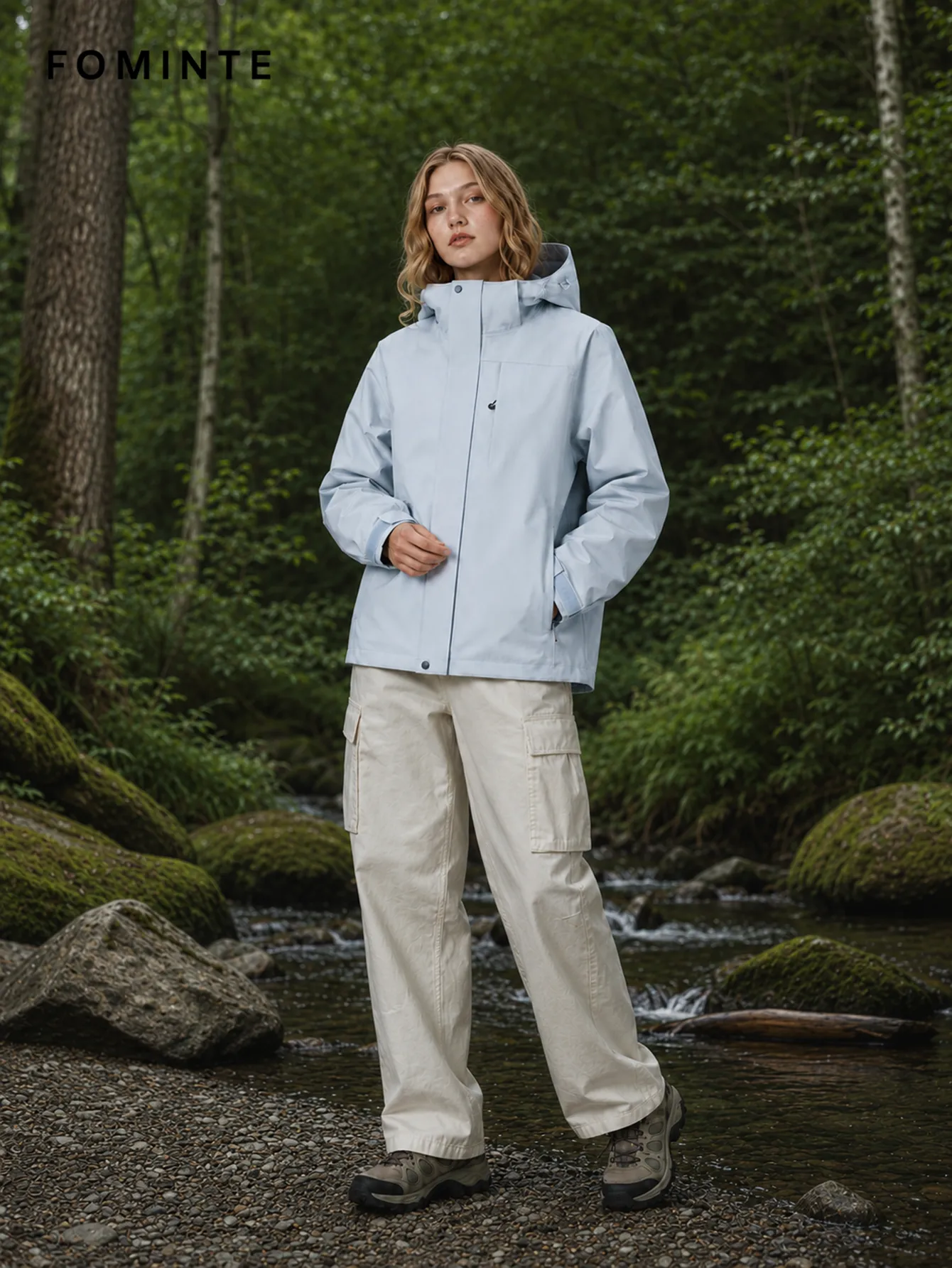 Ice Blue Hooded Windbreaker Jacket FM0801000420