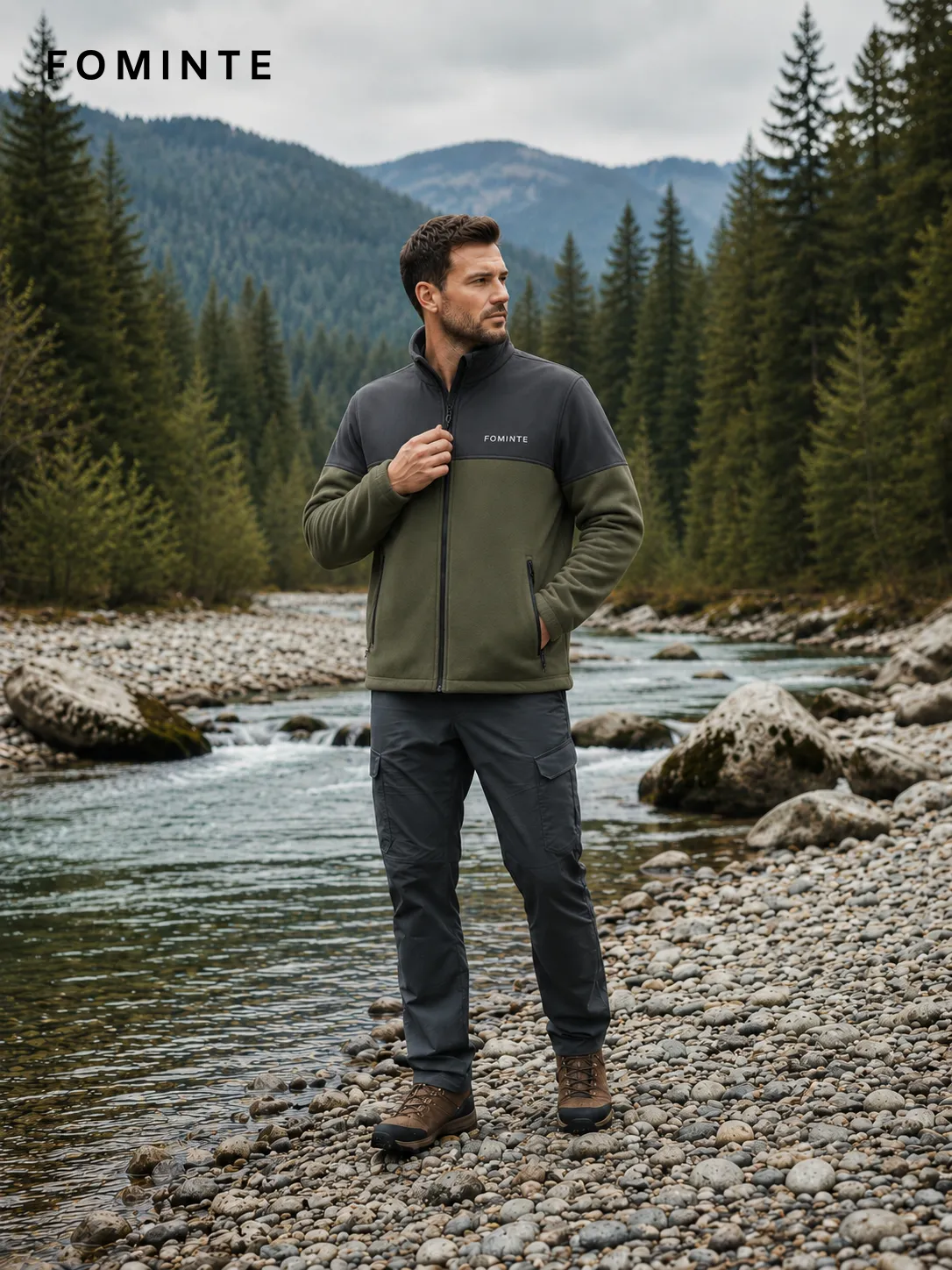 Colorblock Windproof Panel Fleece Jacket FM0801000421-1