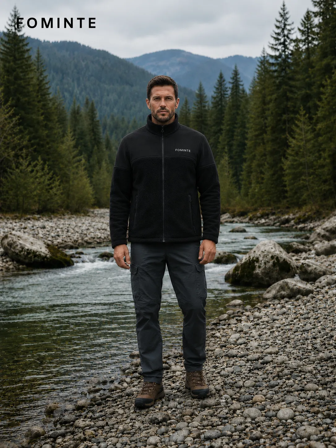 Colorblock Windproof Panel Fleece Jacket FM0801000421-1