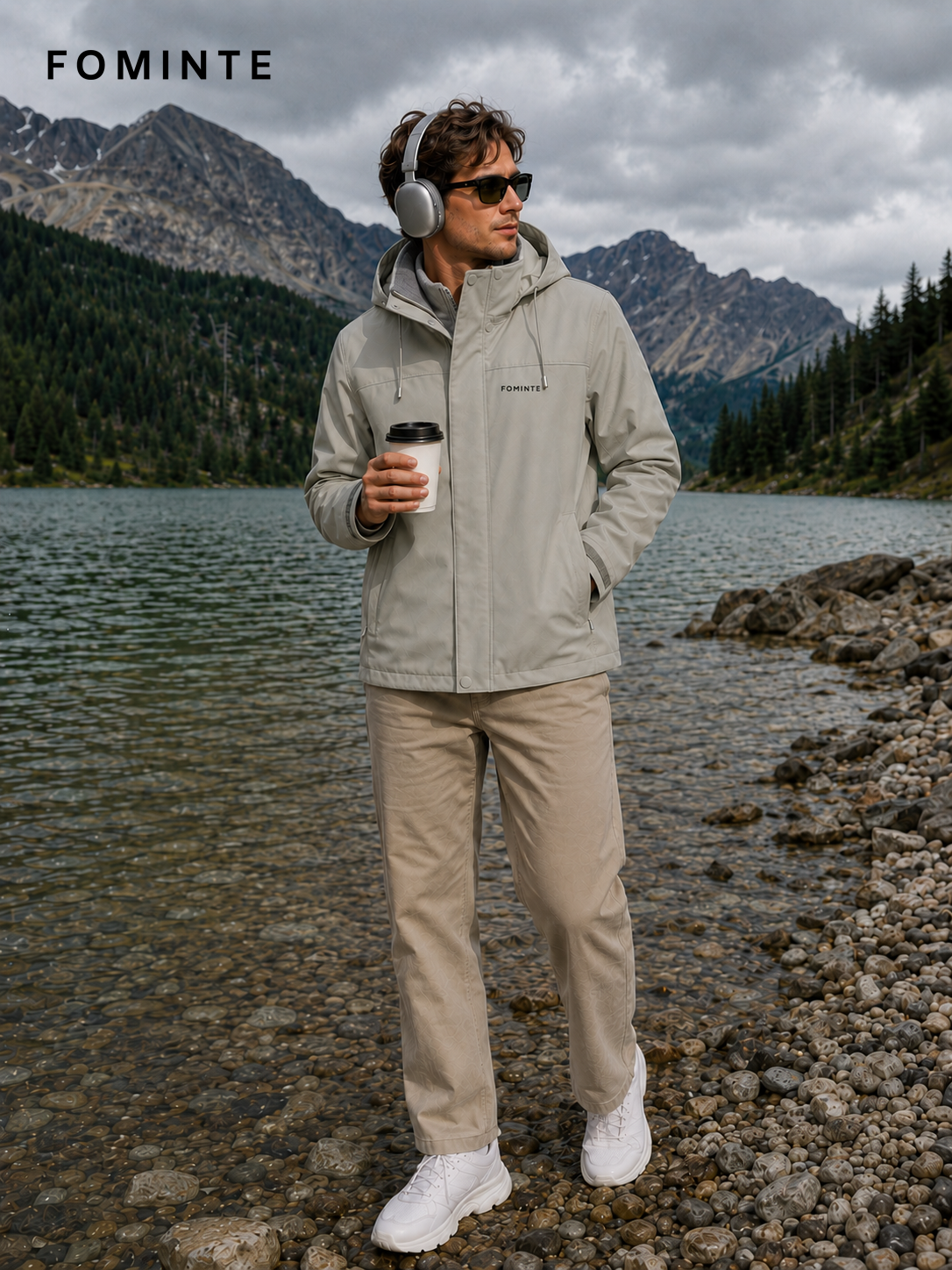 Light Grey Green Softshell Jacket for Outdoor Apparel Collections