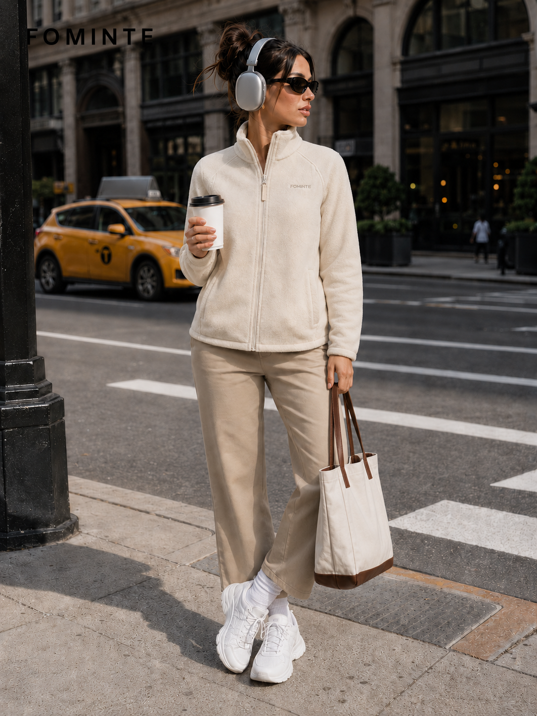 Cream White Fleece Jacket for Outdoor Apparel Collections