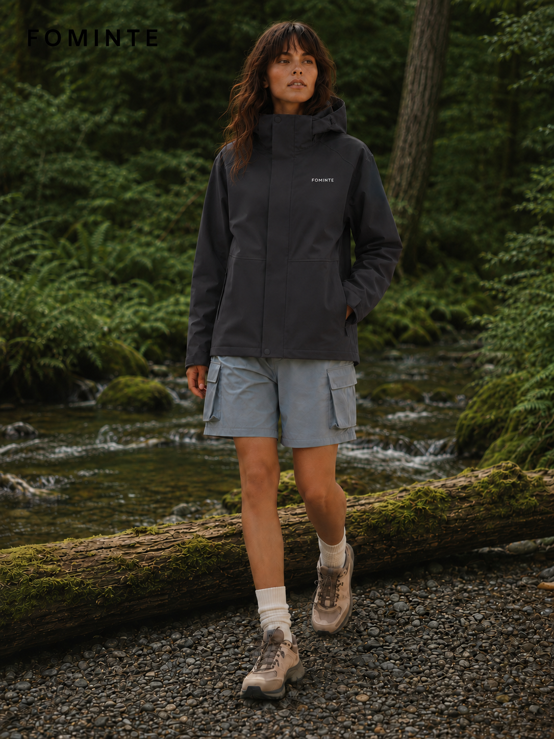 Charcoal Women's Hooded Softshell Jacket Wholesale Custom Outerwear - FM0801000431-1