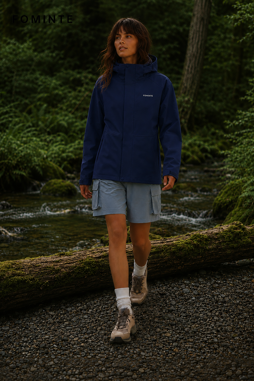 Navy Blue Women's Hooded Softshell Jacket Wholesale Custom Outerwear - FM0801000431-2
