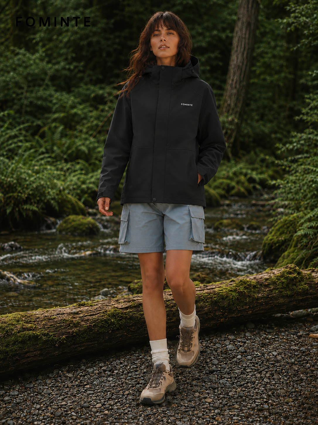 Black Women's Hooded Softshell Jacket Wholesale Custom Outerwear - FM0801000431-3