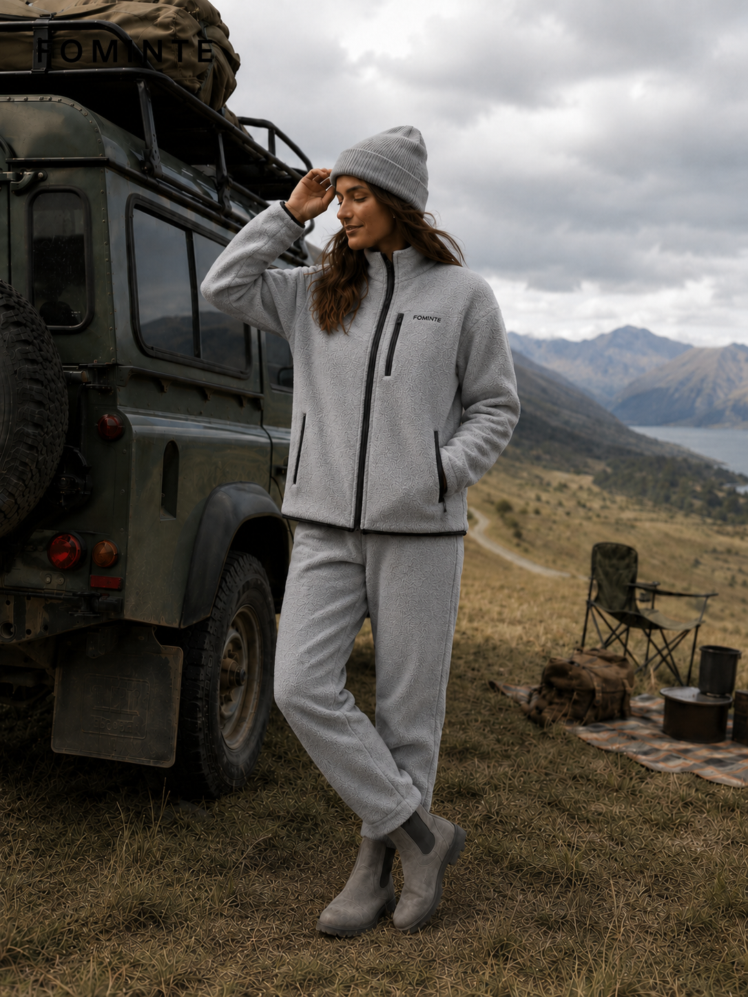 Grey and Dark Grey Unisex Full-Zip Fleece Jacket Wholesale Custom Outerwear - FM0801000450-1