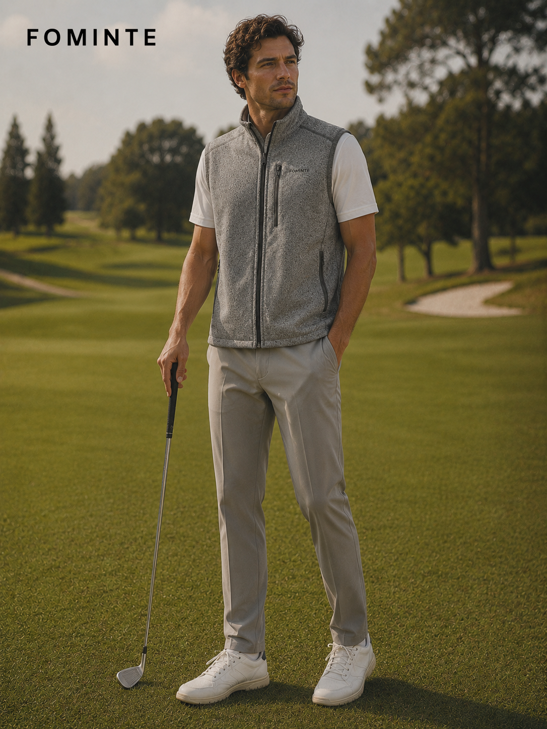 Grey Men's Full-Zip Fleece Vest Wholesale Custom Outerwear - FM0801000451