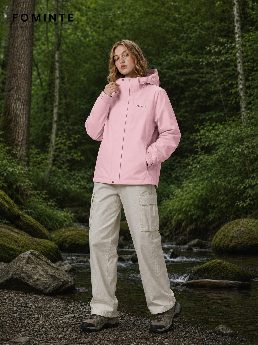 Mist Pink Women's Hooded Softshell Jacket Wholesale Custom Outerwear - FM0802000432-3