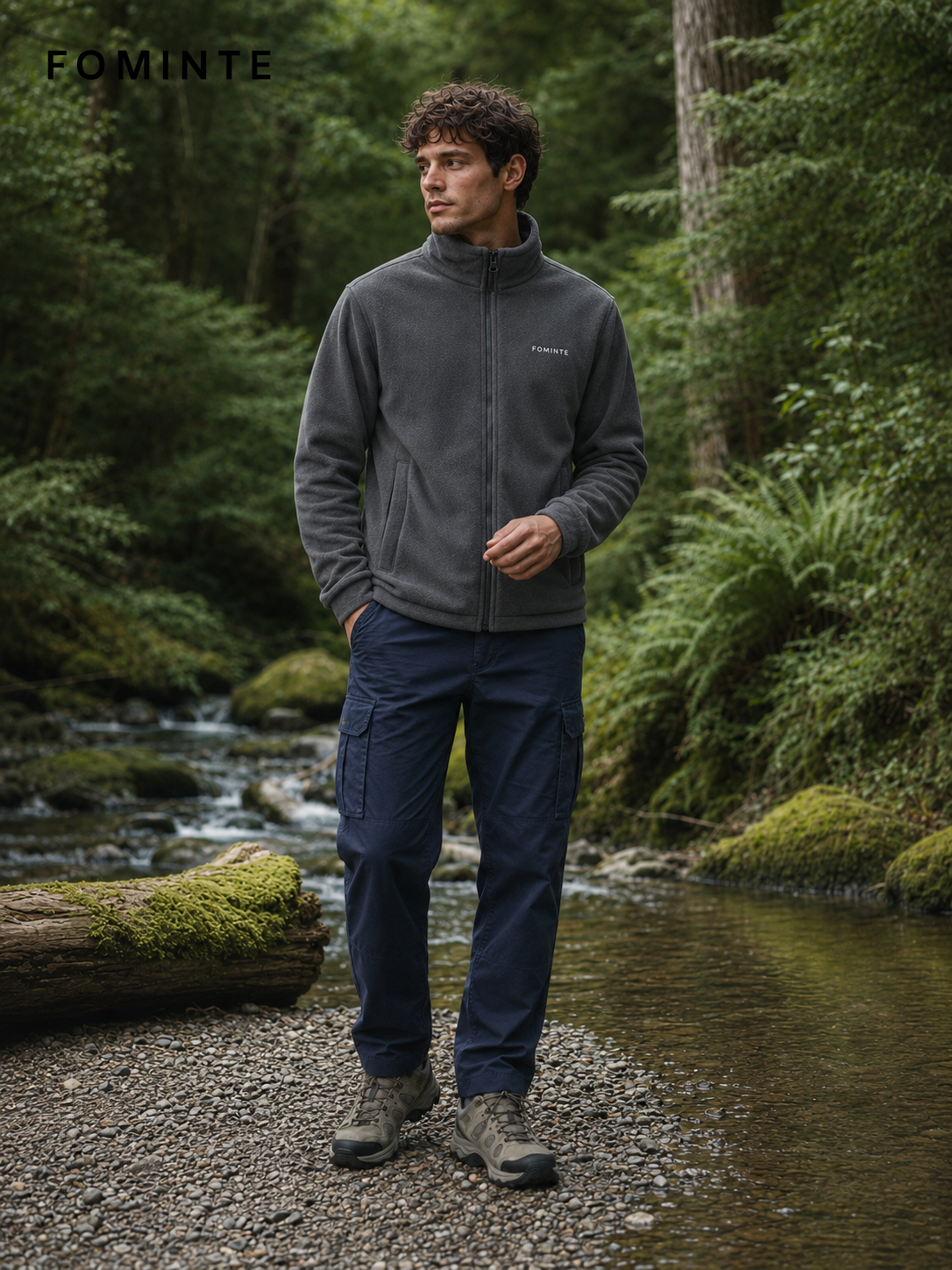 Charcoal Men's Full-Zip Fleece Jacket Wholesale Custom Outerwear - FM0802000434-2