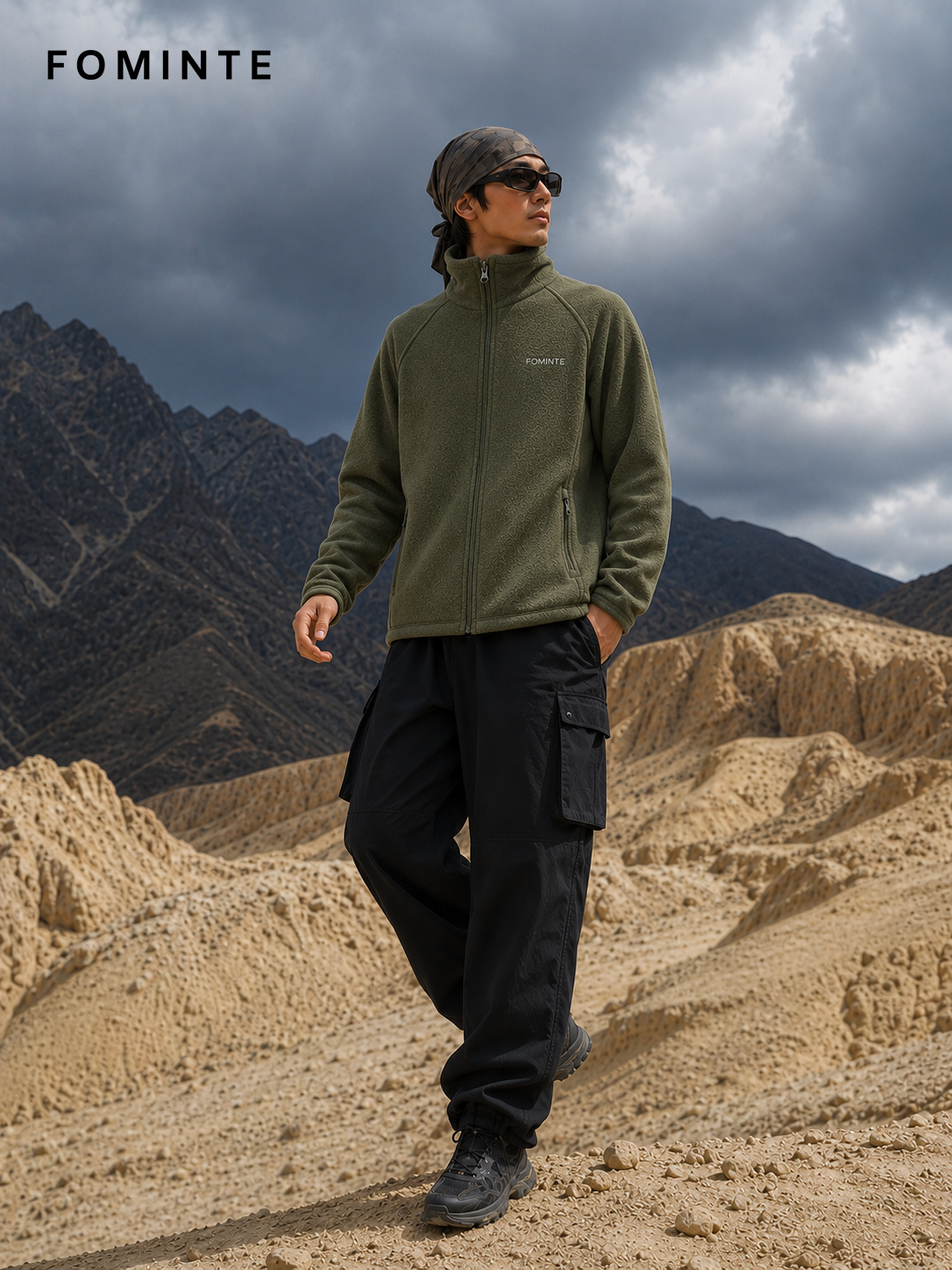 Olive Green Unisex Full-Zip Fleece Jacket Wholesale Custom Outerwear - FM0802000435-2
