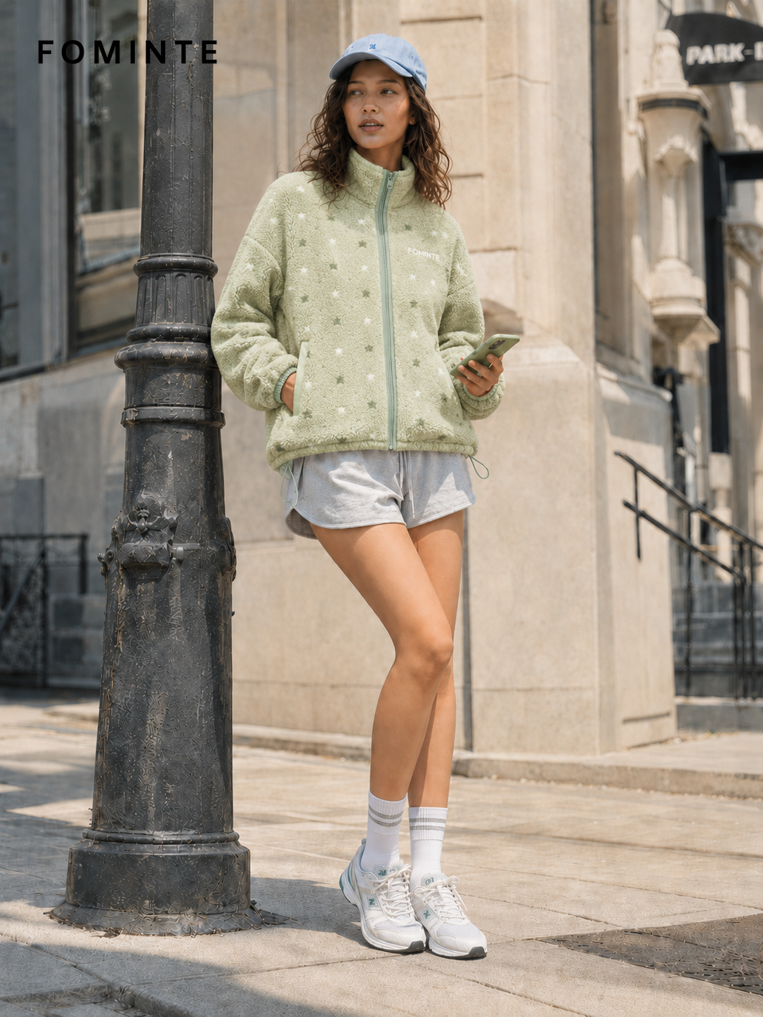 Mint Green Women's Printed Full-Zip Fleece Jacket Wholesale Custom Outerwear - FM0802000440-1