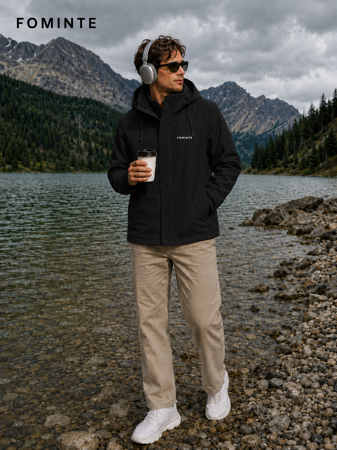 Black Men's Hooded Softshell Jacket Wholesale Custom Outerwear - FM0802000441-3