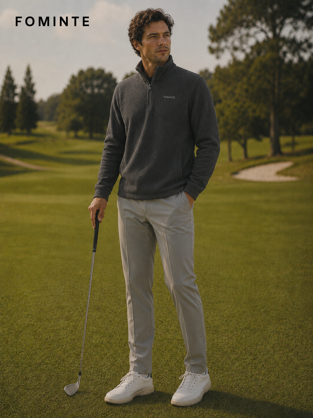 Dark Grey Men's Quarter-Zip Fleece Pullover Wholesale Custom Outerwear - FM0802000443-2