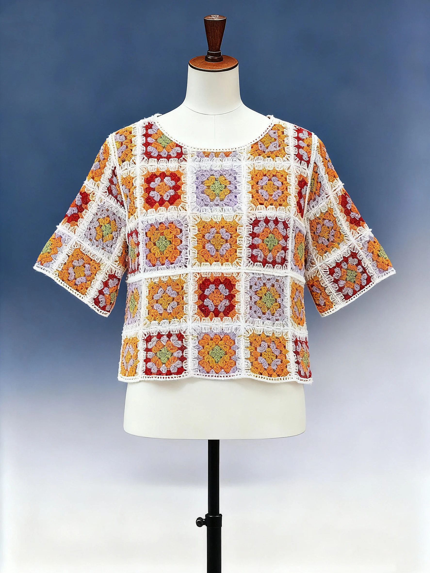 Multi-Color Granny Square Crochet Top - FM0102000100