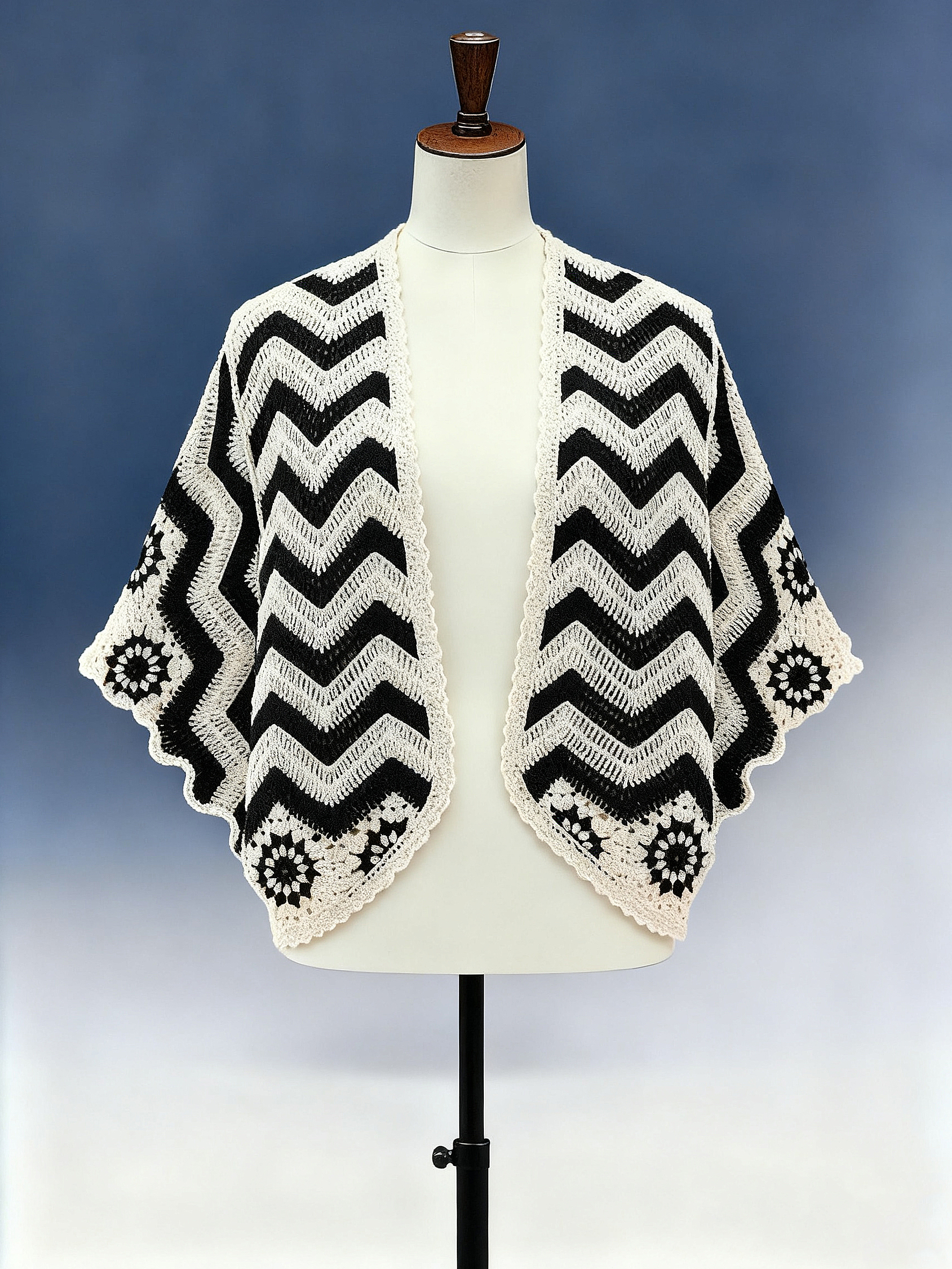 Chevron Stripe Crochet Kimono - FM0102000101