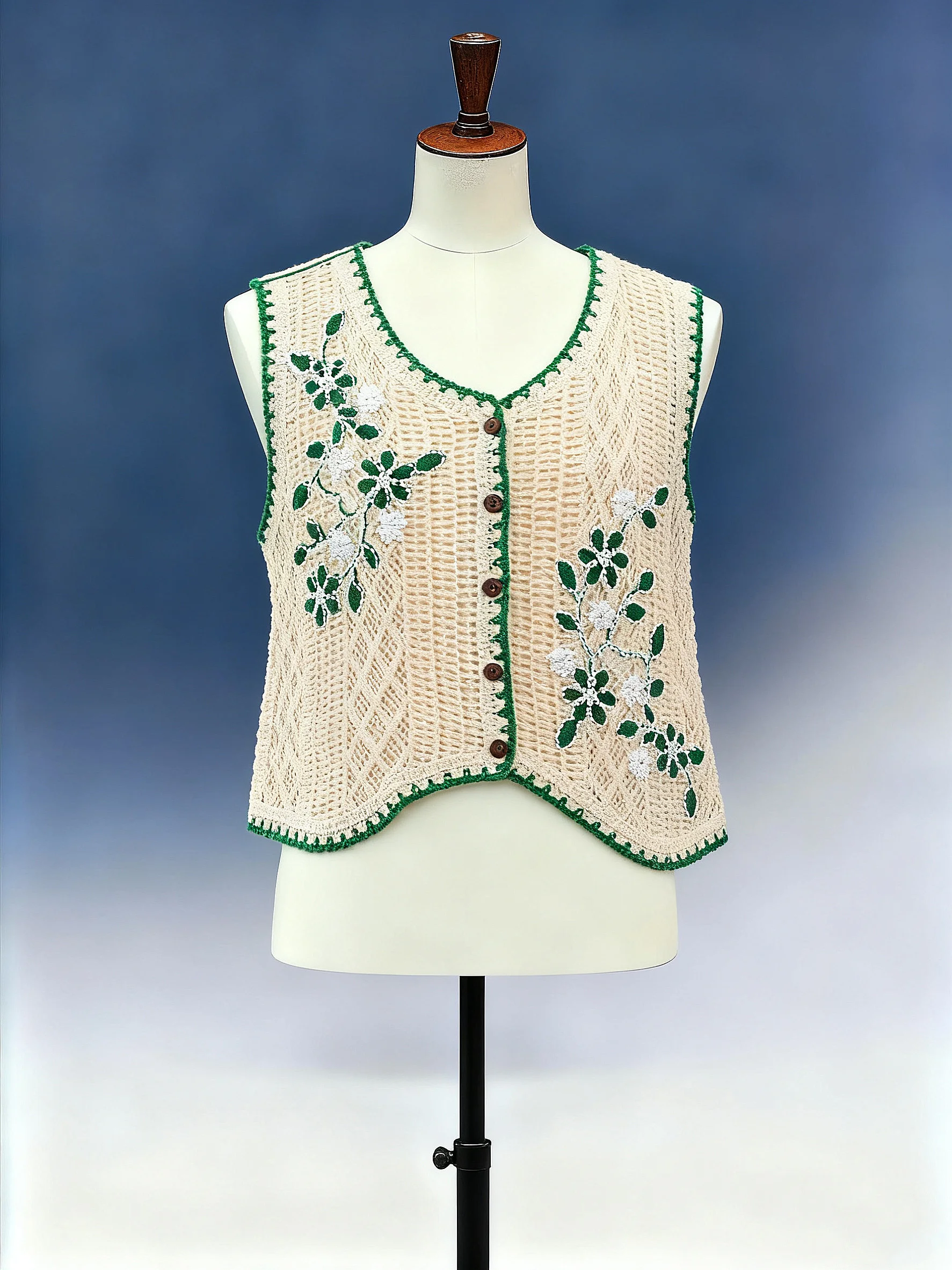 Floral Crochet Cardigan Vest - FM0102000103
