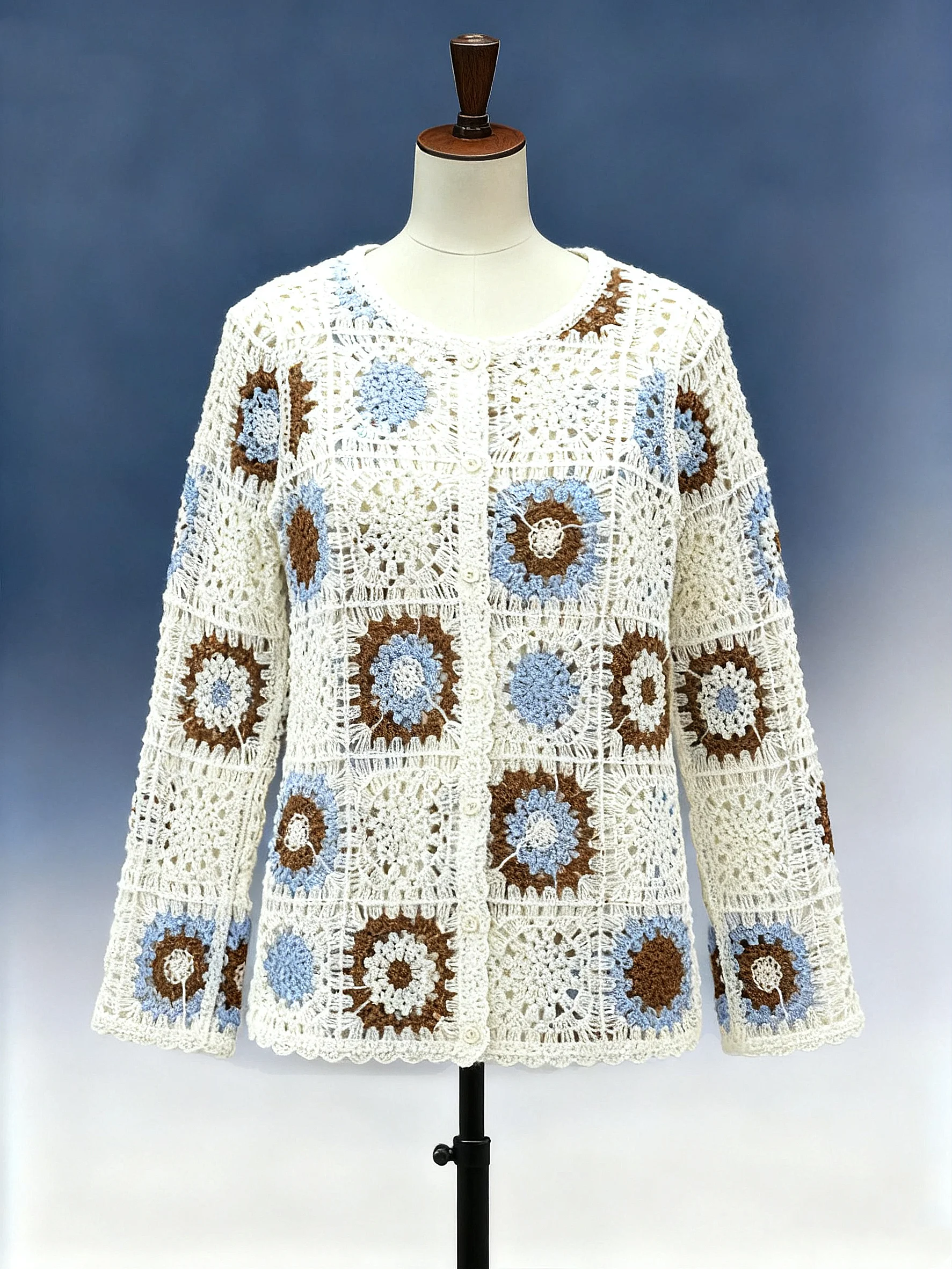 Floral Patchwork Crochet Cardigan - FM0102000104