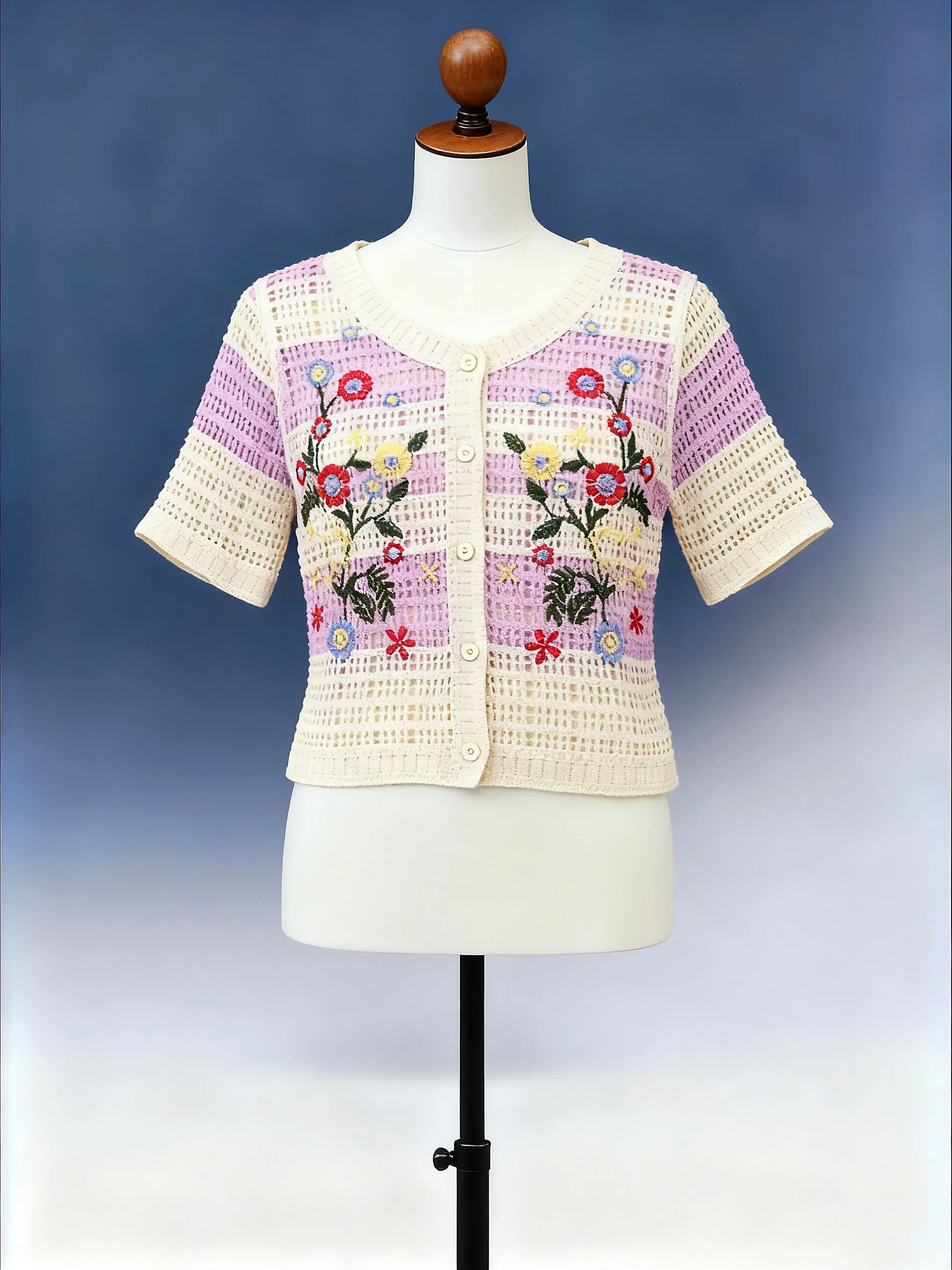 Striped Crochet Halter Top - FM0102000110